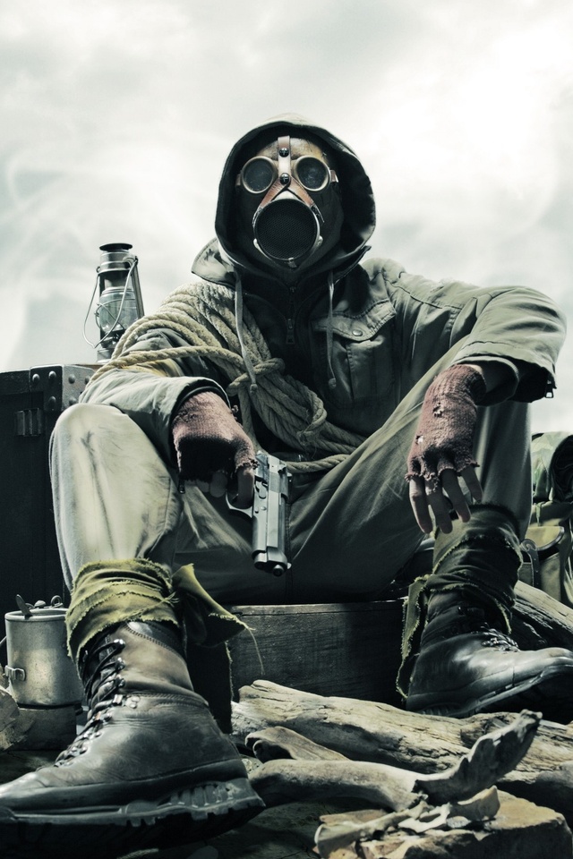 640x960 Gas Mask Soldier Apocalypse iPhone 4, iPhone 4S HD ...