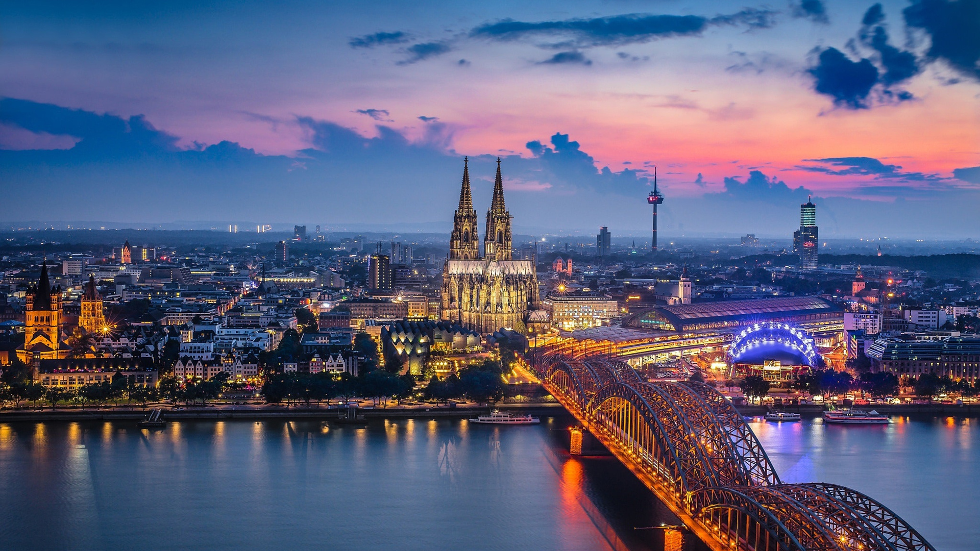 1920x1080 Germany Cologne Bridge Building City Laptop Full HD 1080P HD 