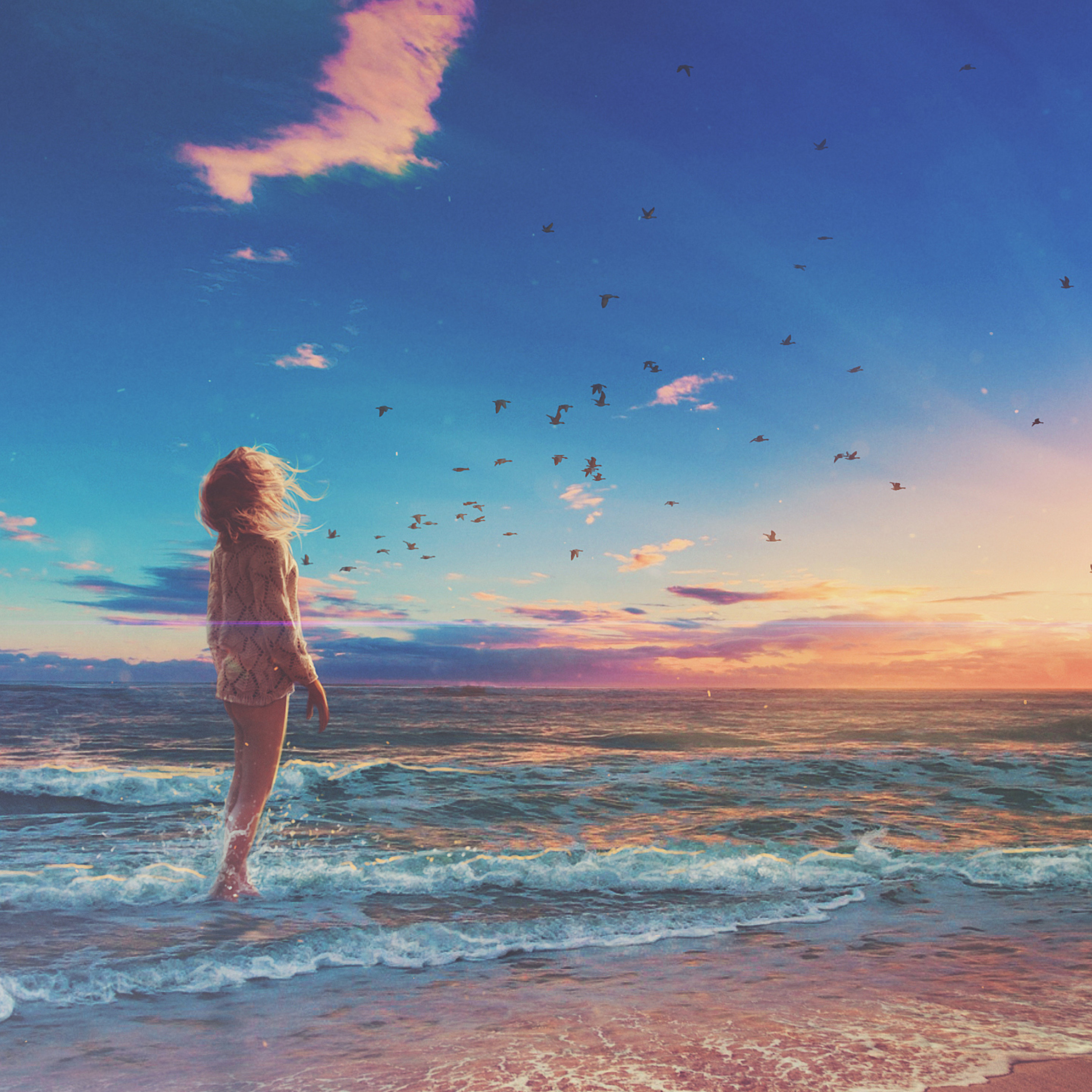 Мечтаю ю. Девушка-море. Девочка на море. Море арт. Закат океан девушка.