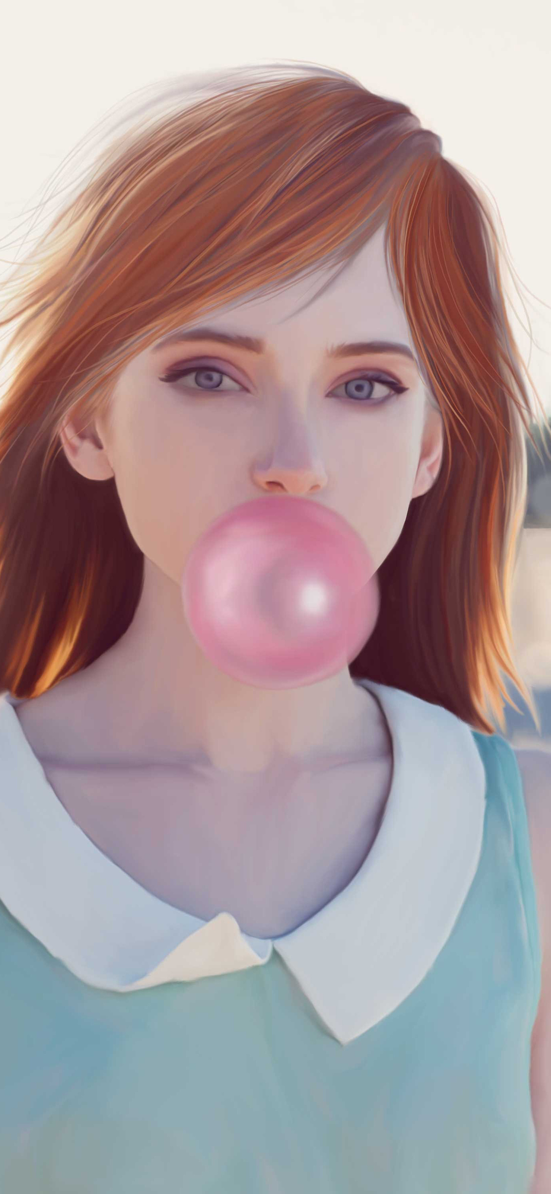 1125x2436 Girl Blowing Bubble Gum Iphone Xs Iphone 10 Iphone X Hd