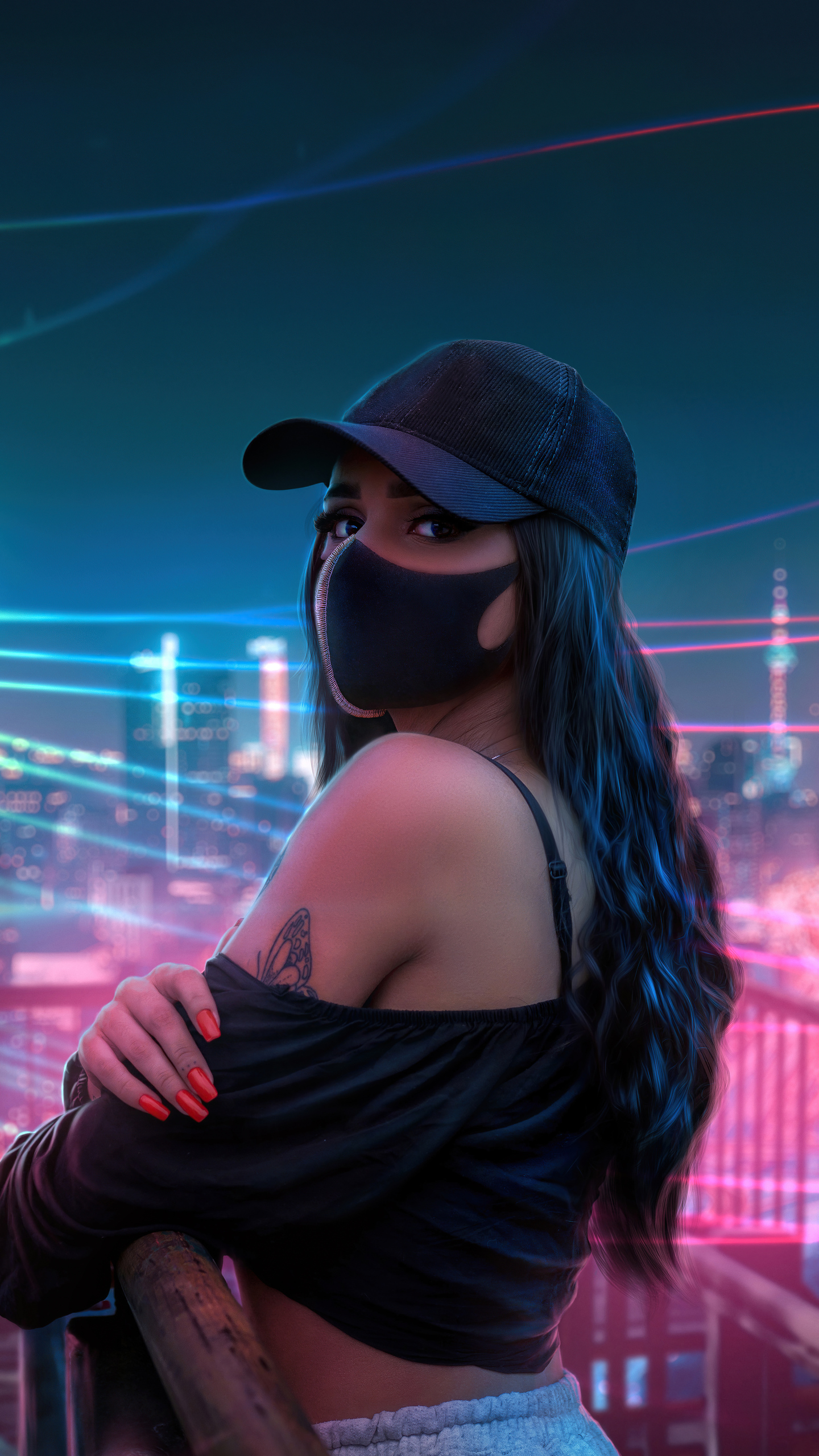 1440x2560 Girl Hat Neon Lights City Samsung Galaxy S6,S7 ,Google Pixel XL  ,Nexus 6,6P ,LG G5 HD 4k Wallpapers, Images, Backgrounds, Photos and  Pictures