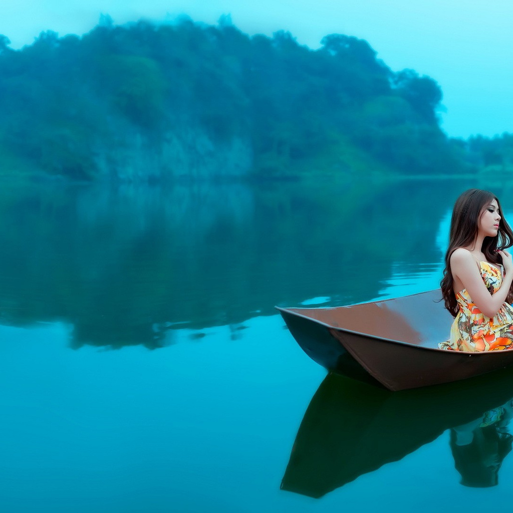 1024x1024 Girl In Boat 1024x1024 Resolution HD 4k Wallpapers, Images ...