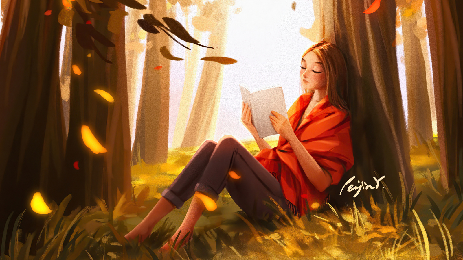 1600x900 Girl Reading Book In The Nature 4k 1600x900 Resolution HD 4k  Wallpapers, Images, Backgrounds, Photos and Pictures