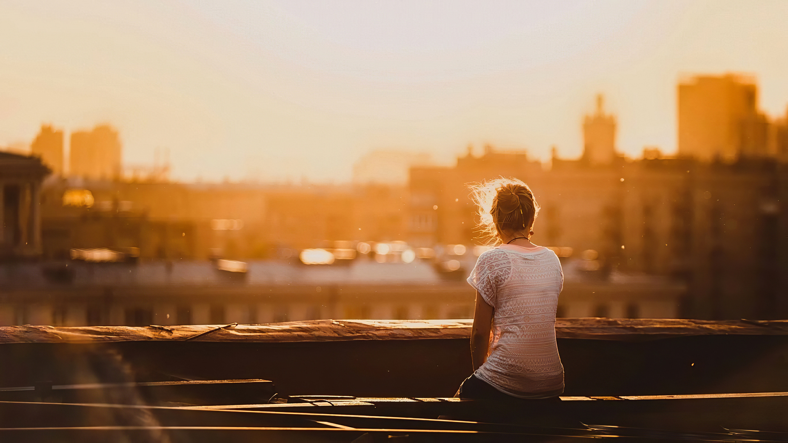 2560x1440 Girl Sitting On Rooftop Alone 1440P Resolution ,HD 4k ...