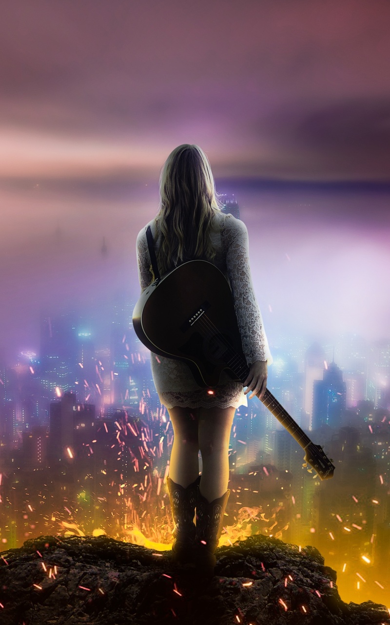 800x1280 Girl With Guitar Watching City From Top Nexus 7,Samsung Galaxy Tab  10,Note Android Tablets HD 4k Wallpapers, Images, Backgrounds, Photos and  Pictures