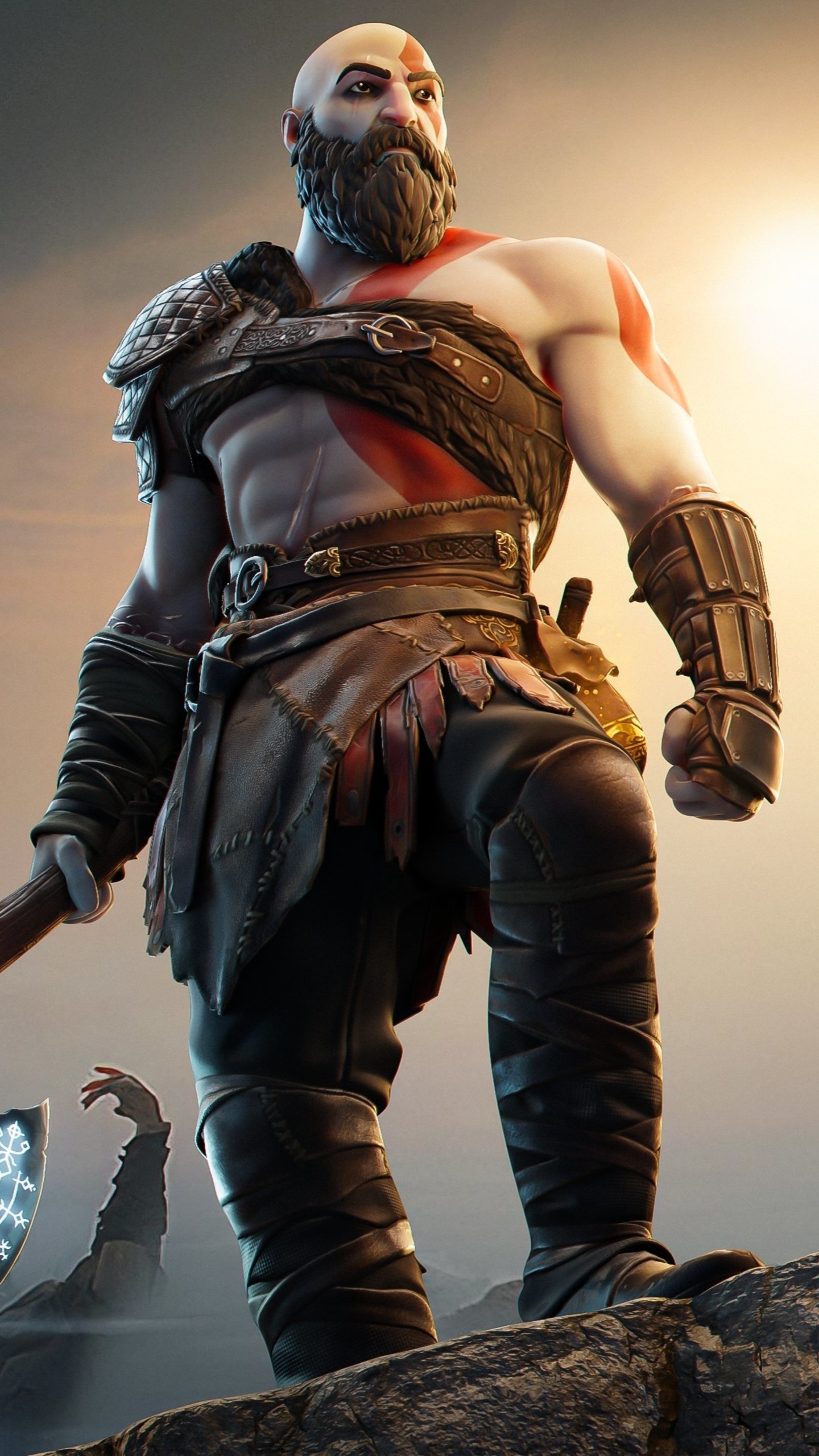 God Of War Kratos In Fortnite 2021 Wallpaper In 1440x2560 Resolution