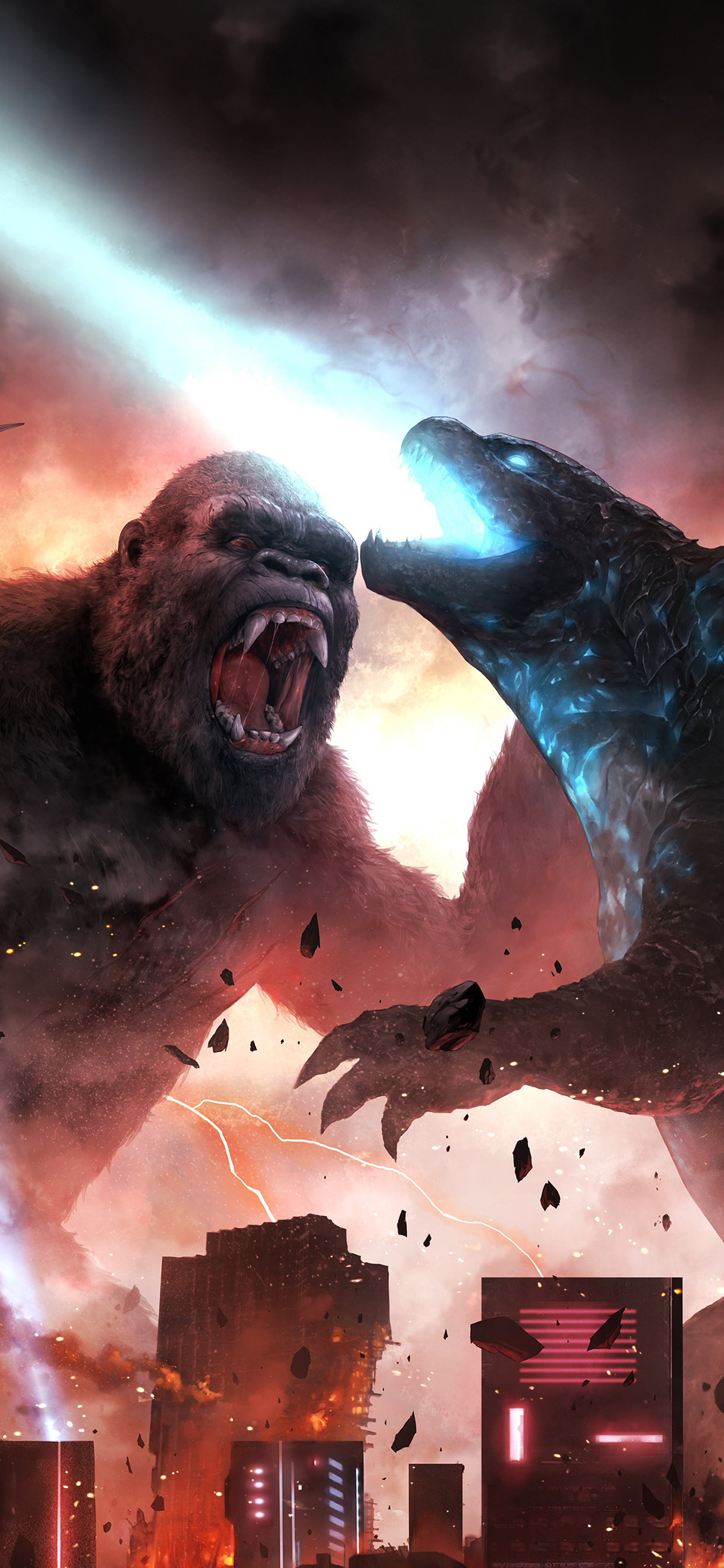 1242x2688 Godzilla Vs Kong Fight Scene 5k Iphone XS MAX HD 4k ...