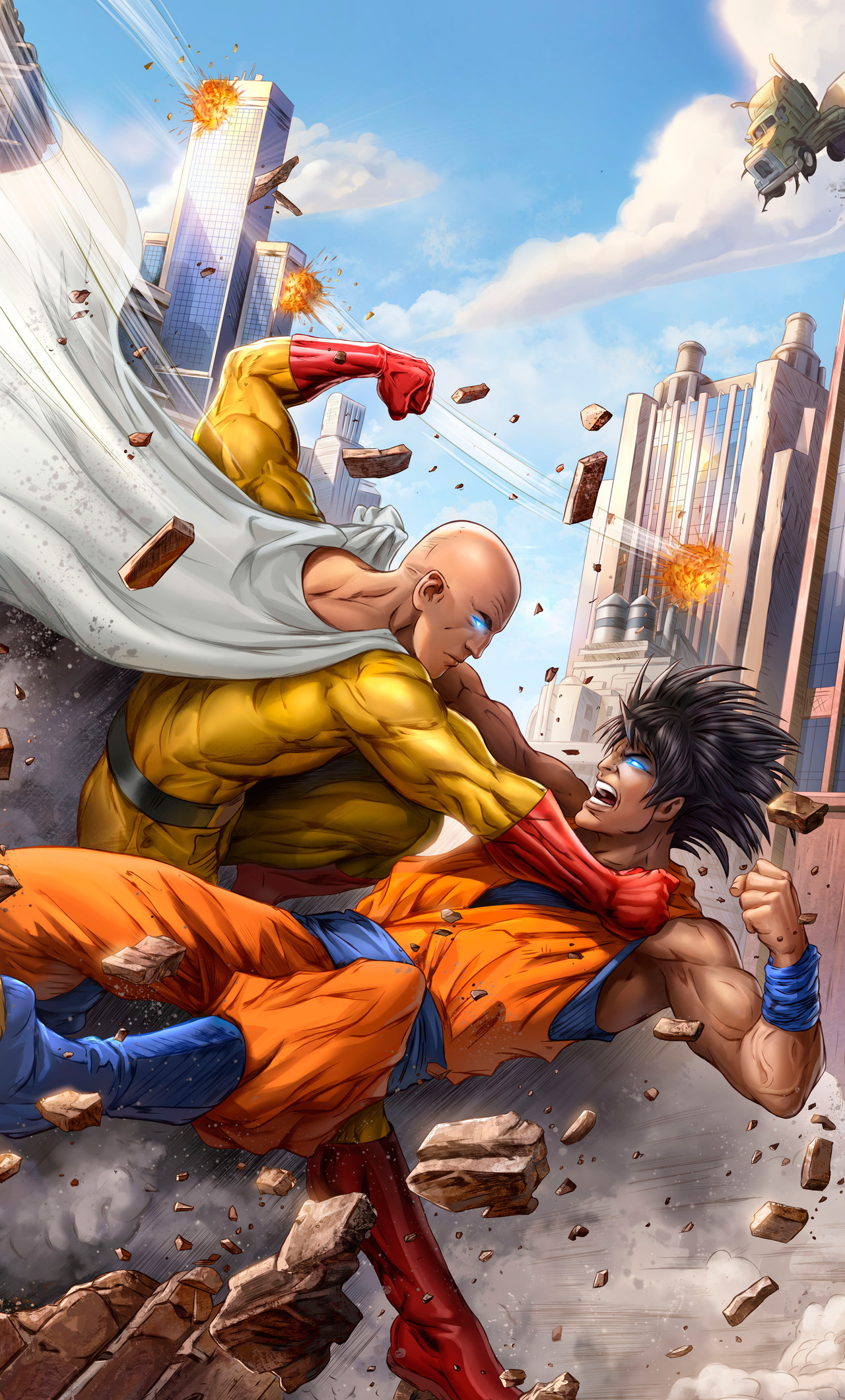 1280x2120 Goku And One Punch Man 5k Art Iphone 6 Hd 4k Wallpapers