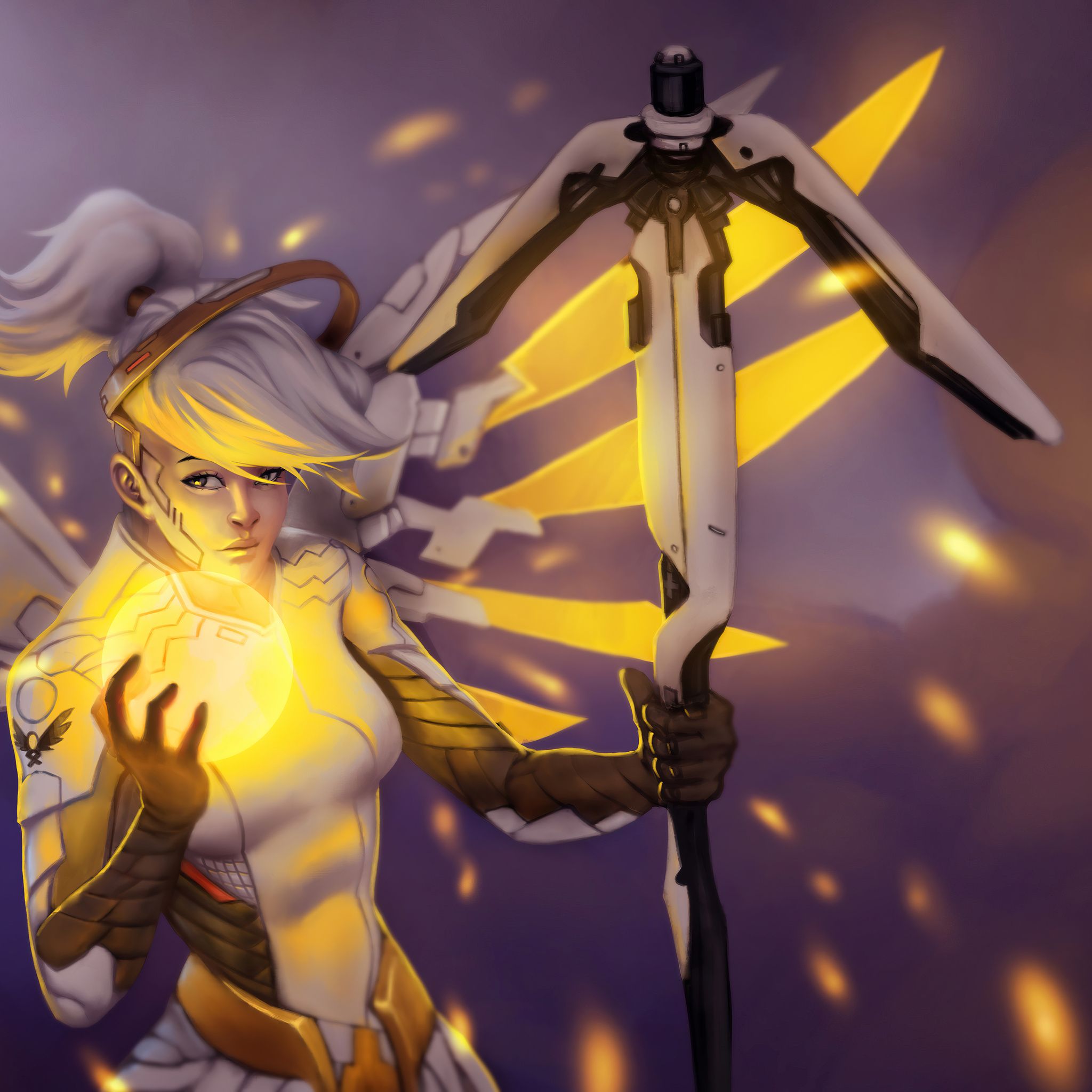 2048x2048 Gold Mercy Overwatch Fanart 5k Ipad Air HD 4k Wallpapers ...