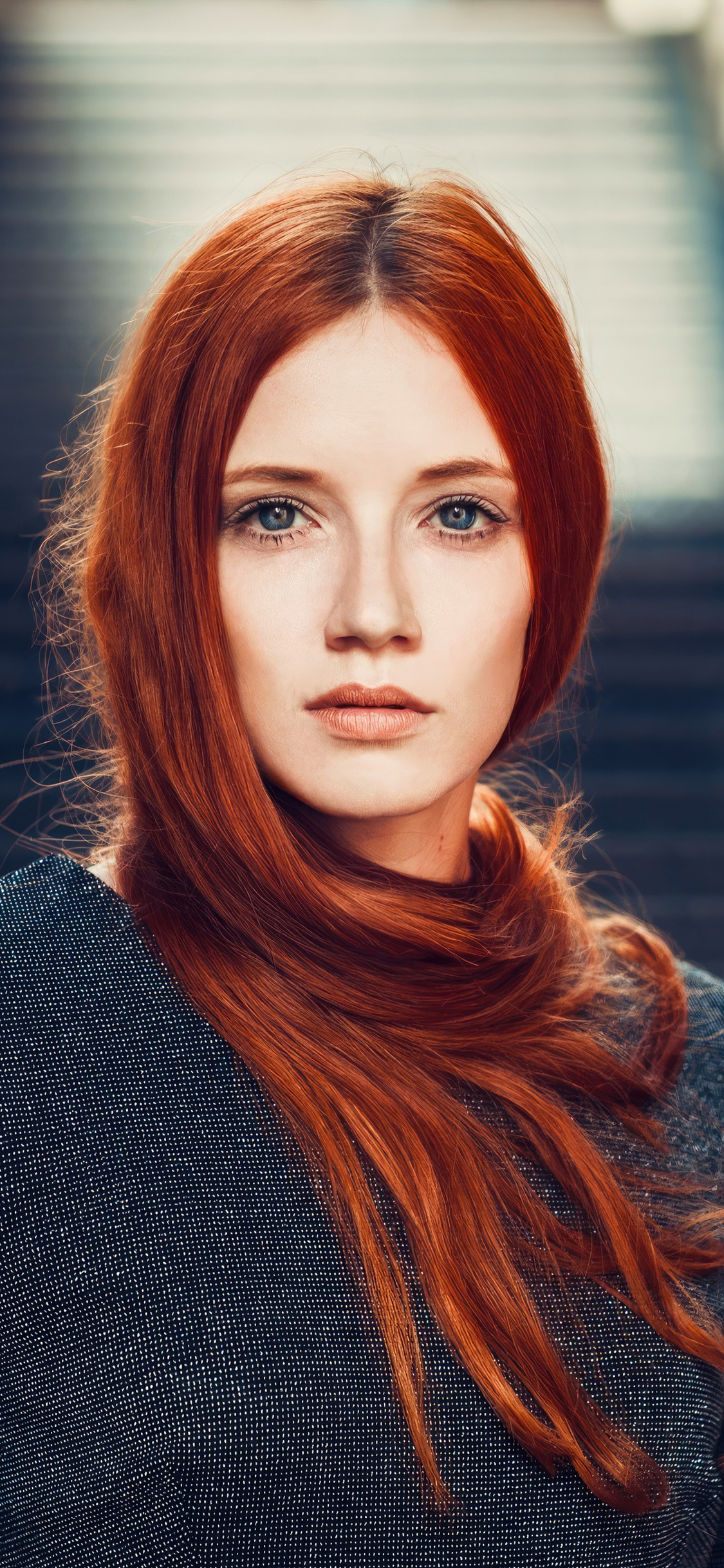 1125x2436 Gorgeous Redhead Girl With Flowing Hair And Beautiful Eyes