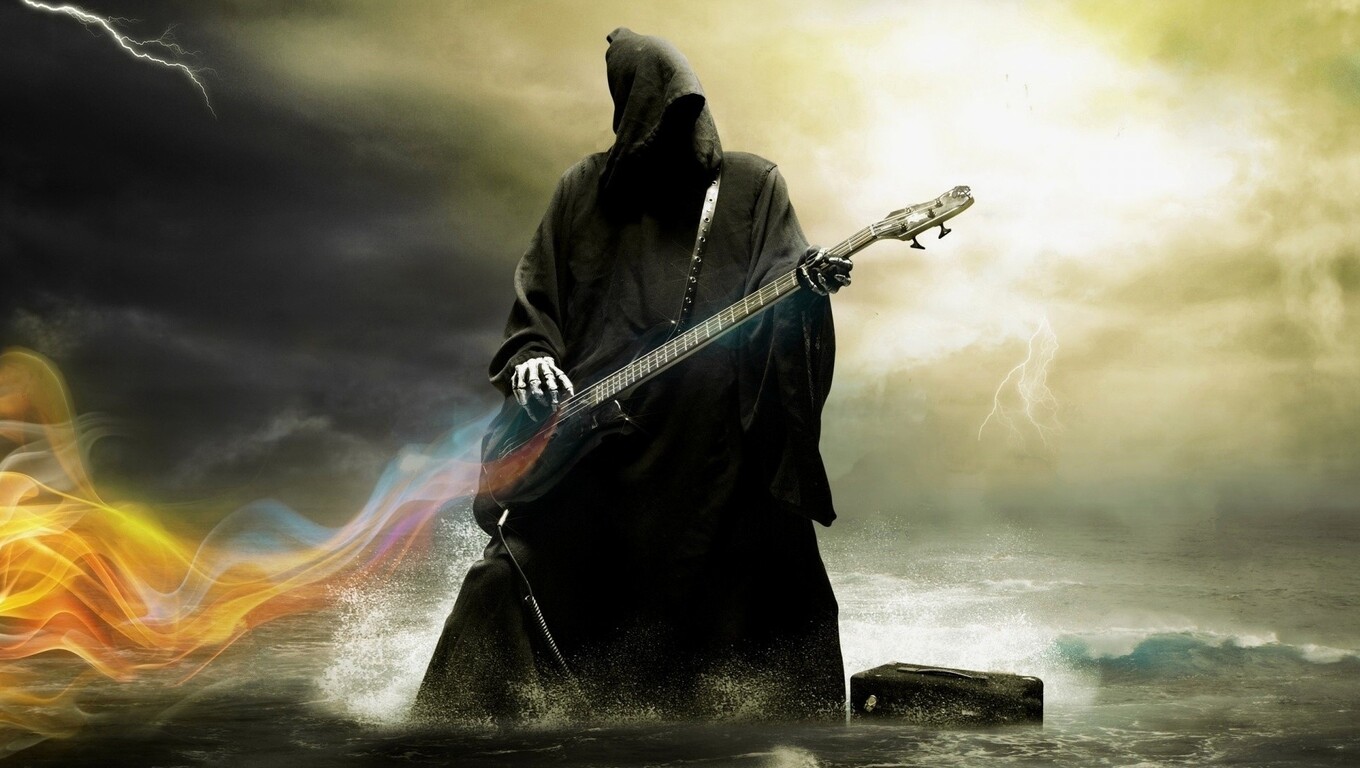 1360x768 Grim Reaper Playing Guitar Laptop HD HD 4k Wallpapers, Images,  Backgrounds, Photos and Pictures