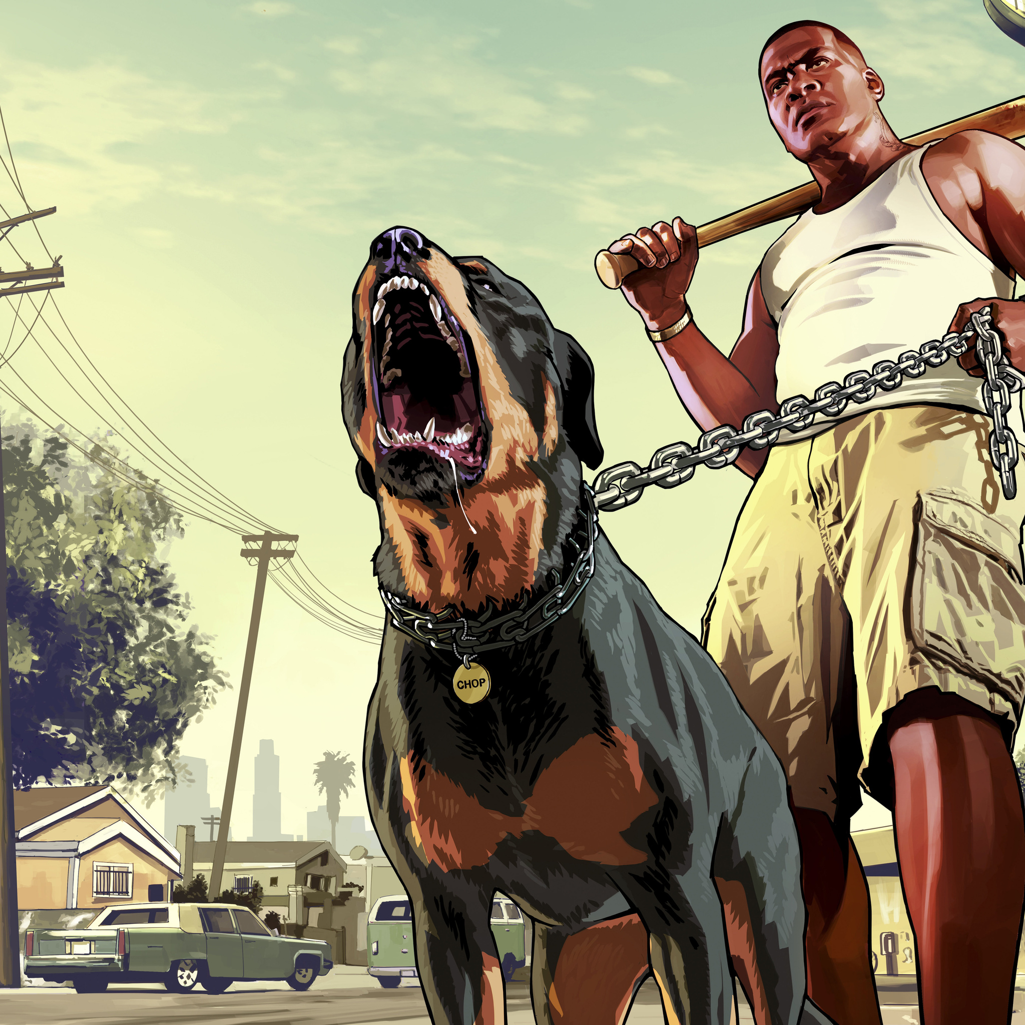 2048x2048 Gta 5 Franklin With Chop Rottweiler 8k Ipad Air ,HD 4k ...