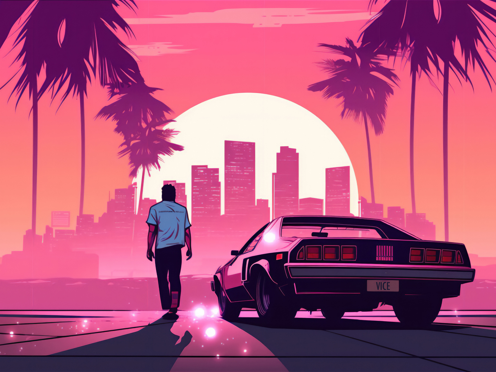 1600x1200 Gta Vice City Skyline Palm Trees Wallpaper,1600x1200 ...