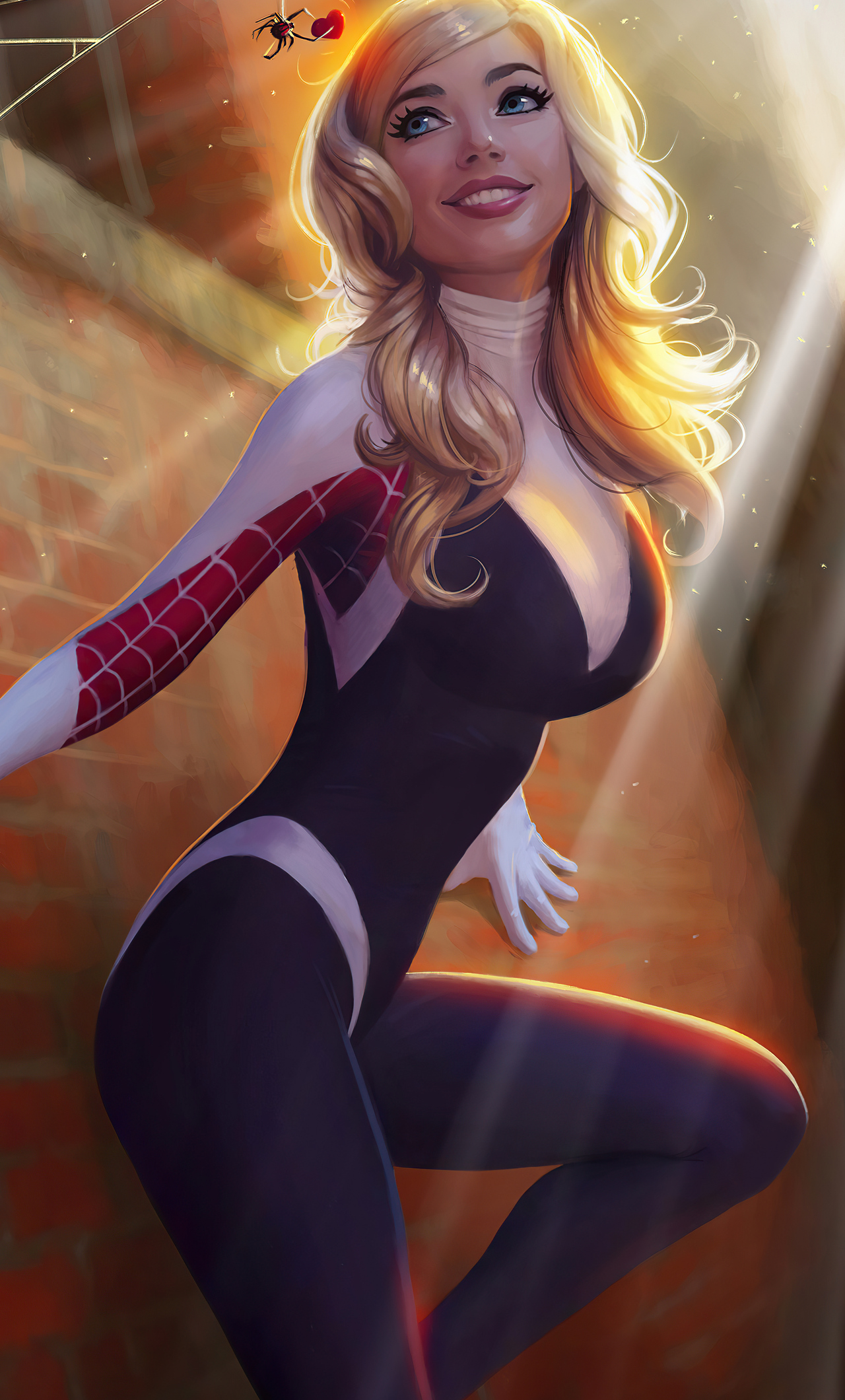 Gwen Stacy And The Little Spider In 1280x2120 Resolution. 