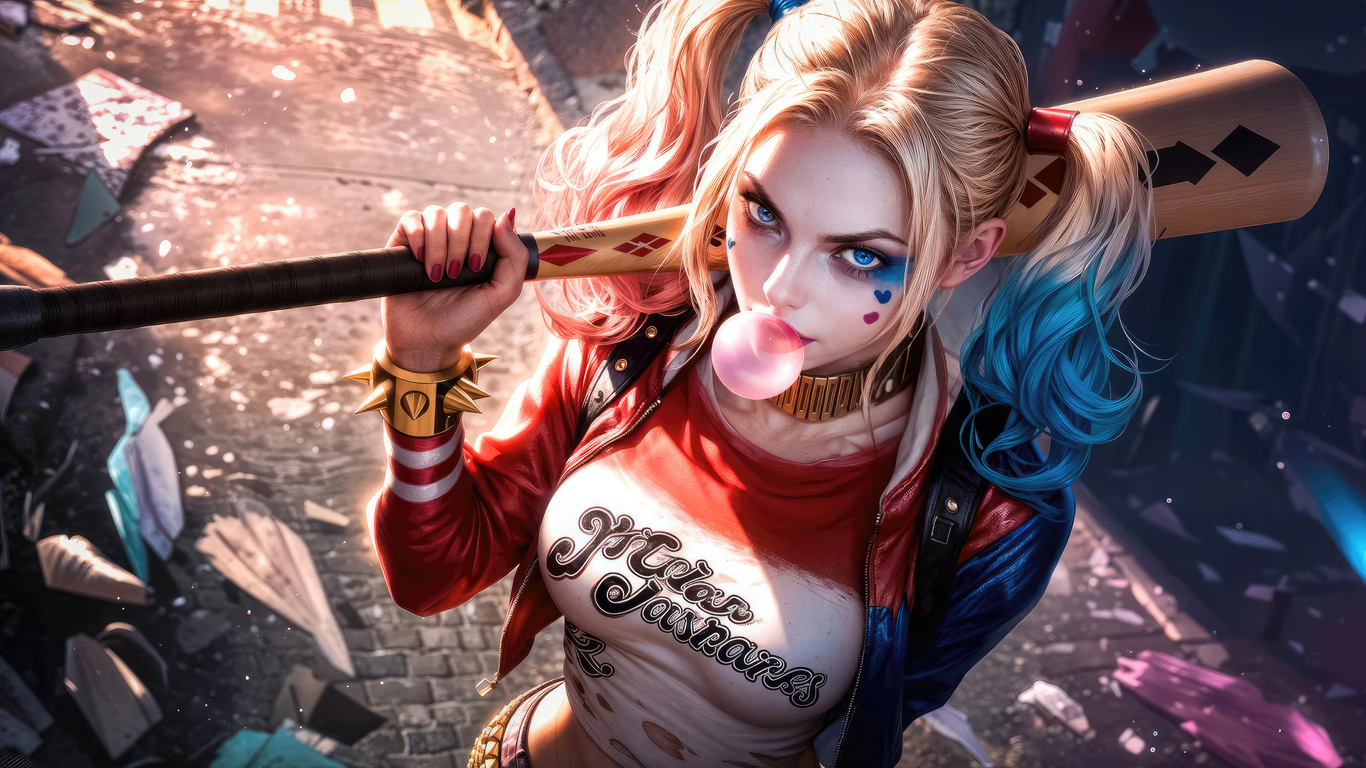 1366x768 Harley Quinn Anarchy With A Grin Laptop HD ,HD 4k Wallpapers ...