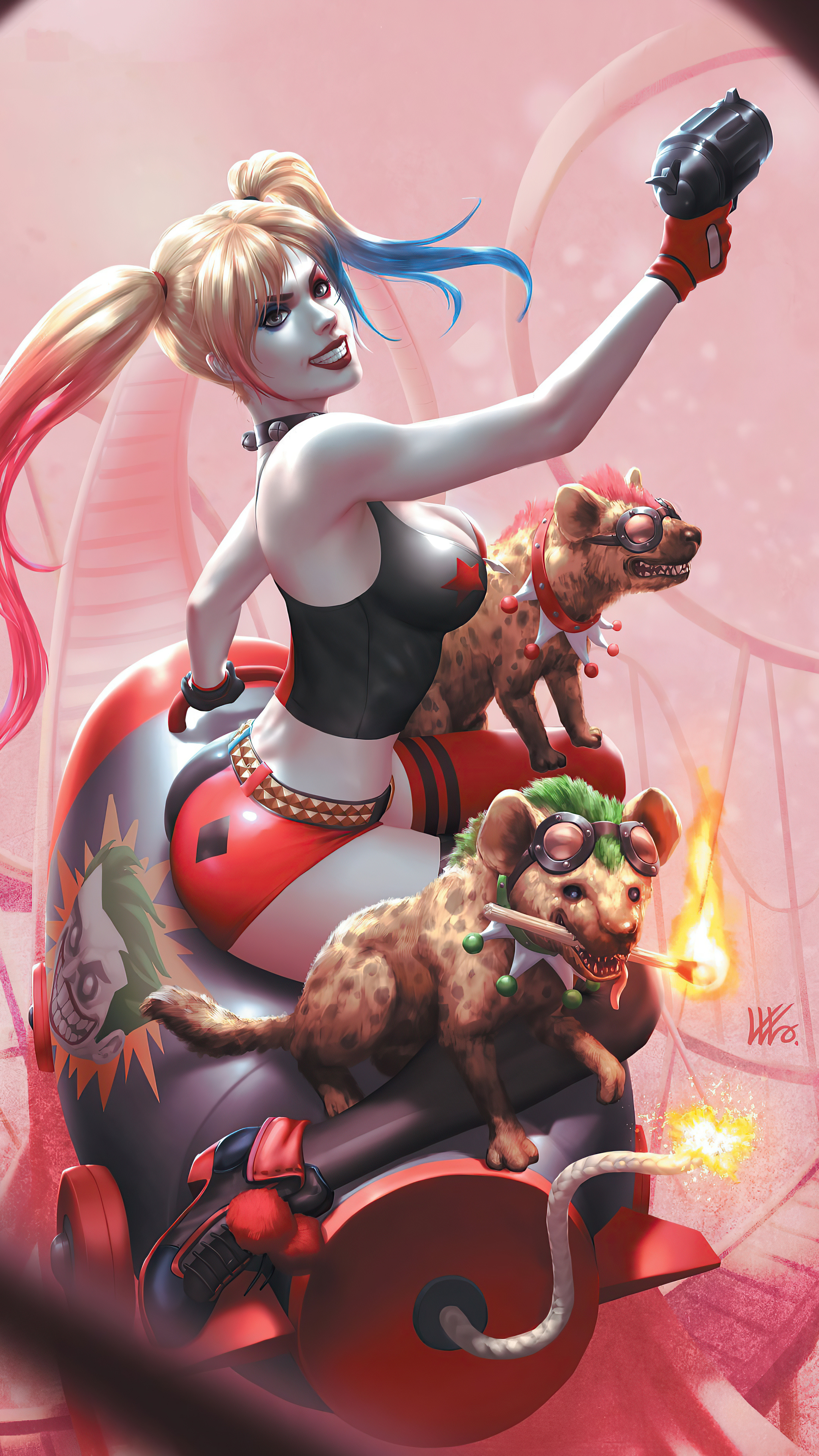 harley quinn with hyenas statue