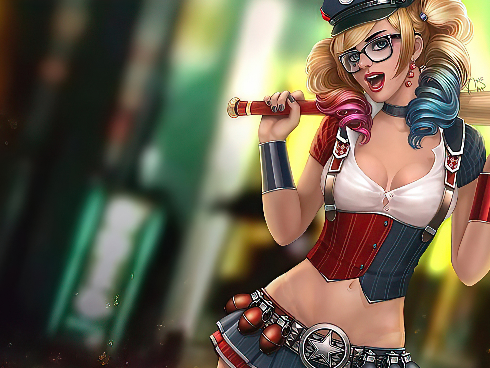Harley Quinn Police Girl In 1600x1200 Resolution. harley-quinn-police-girl-...