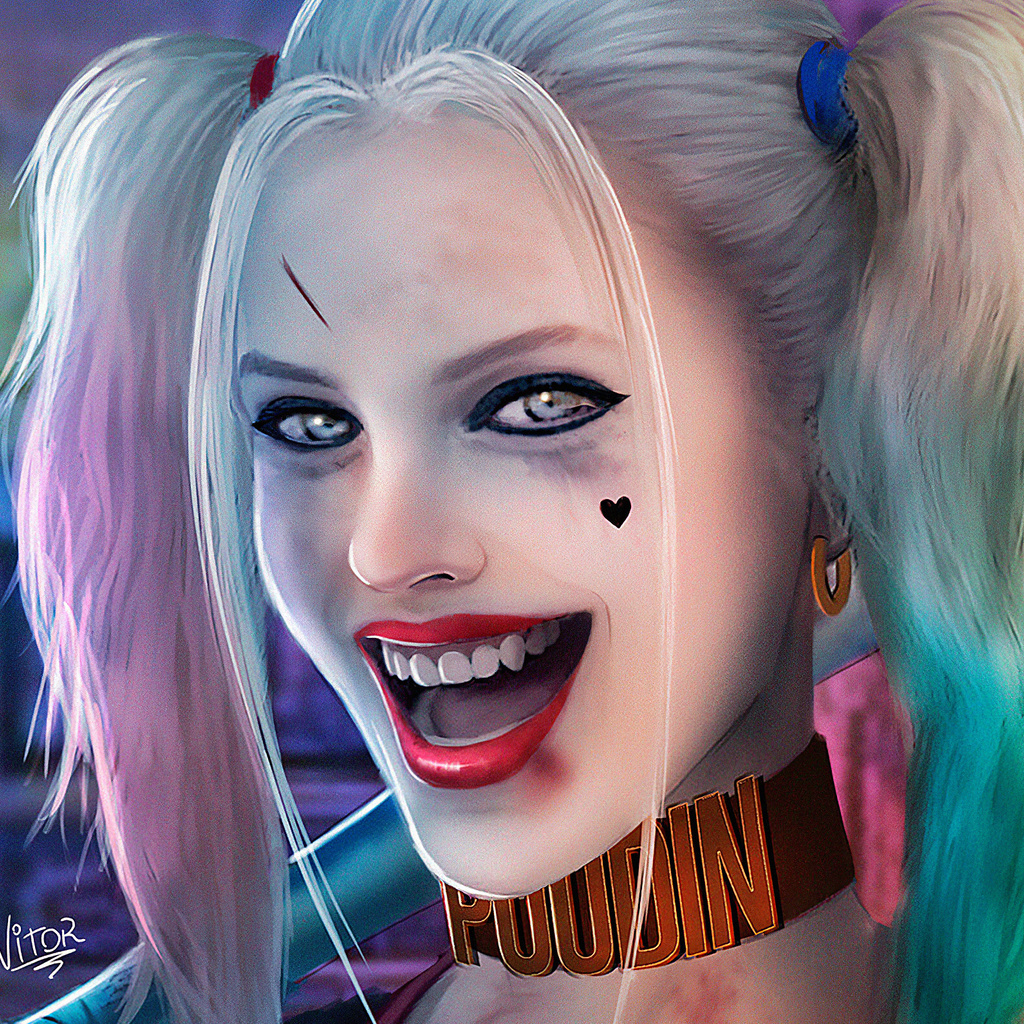 1024x1024 Harley Quinn Smile Art 1024x1024 Resolution HD 4k Wallpapers ...