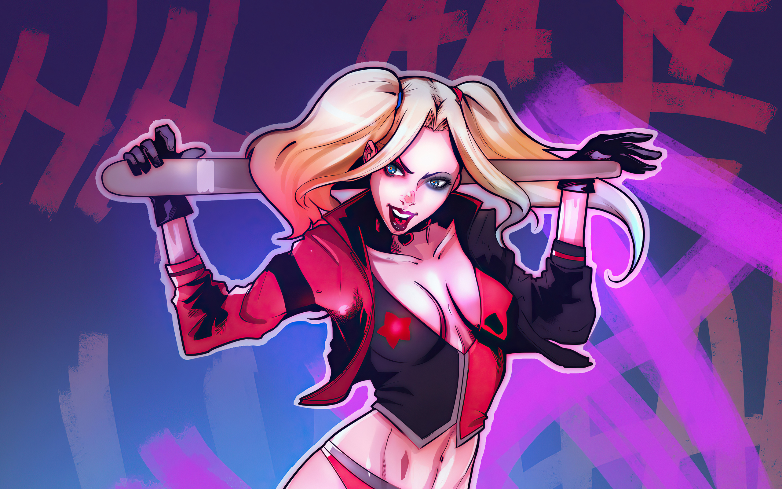 Harley Quinn With Base Bat Fan Art 4k In 2560x1600 Resolution. harley-quinn-with-...