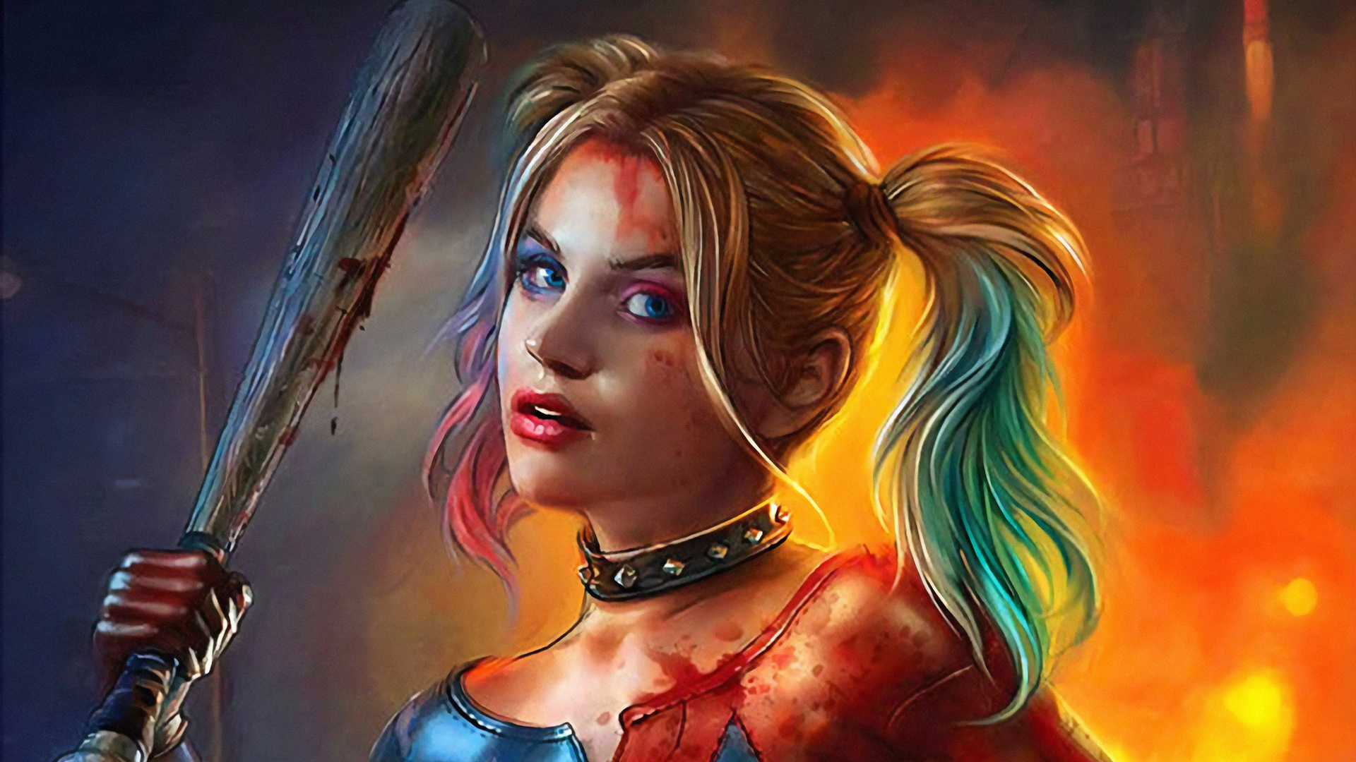 1920x1080 Harley Quinn With Bat Laptop Full HD 1080P HD 4k Wallpapers