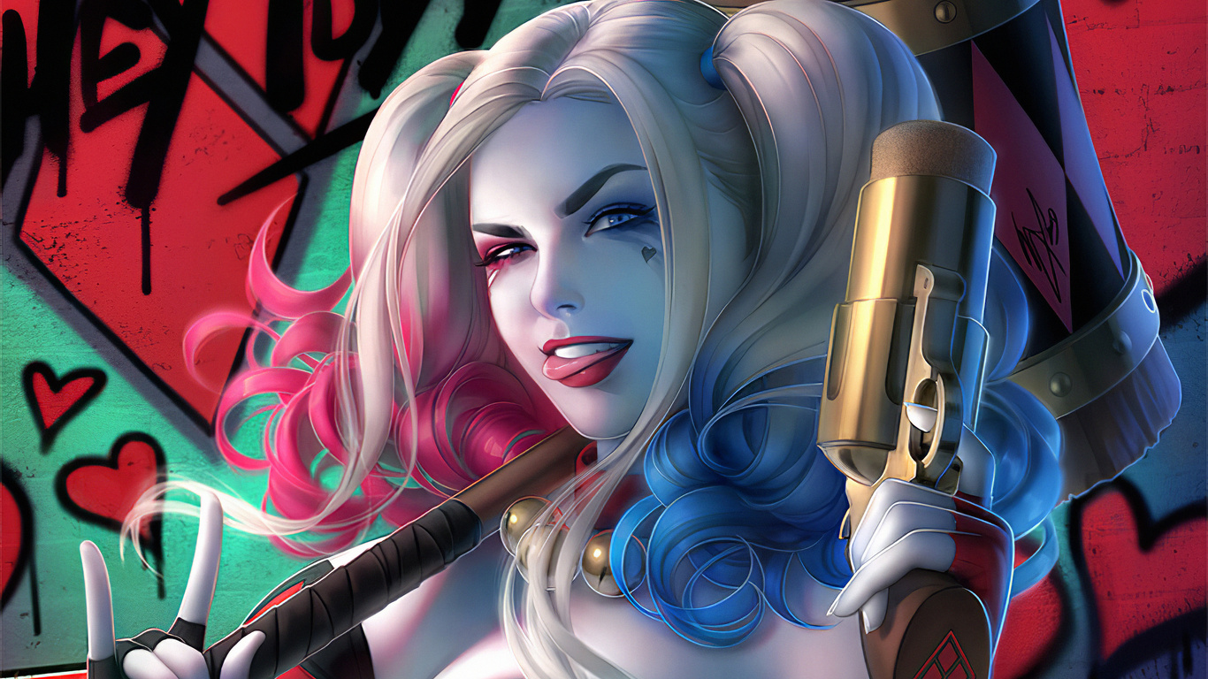 1366x768 Harleyquinnart 4k 1366x768 Resolution HD 4k Wallpapers, Images ...