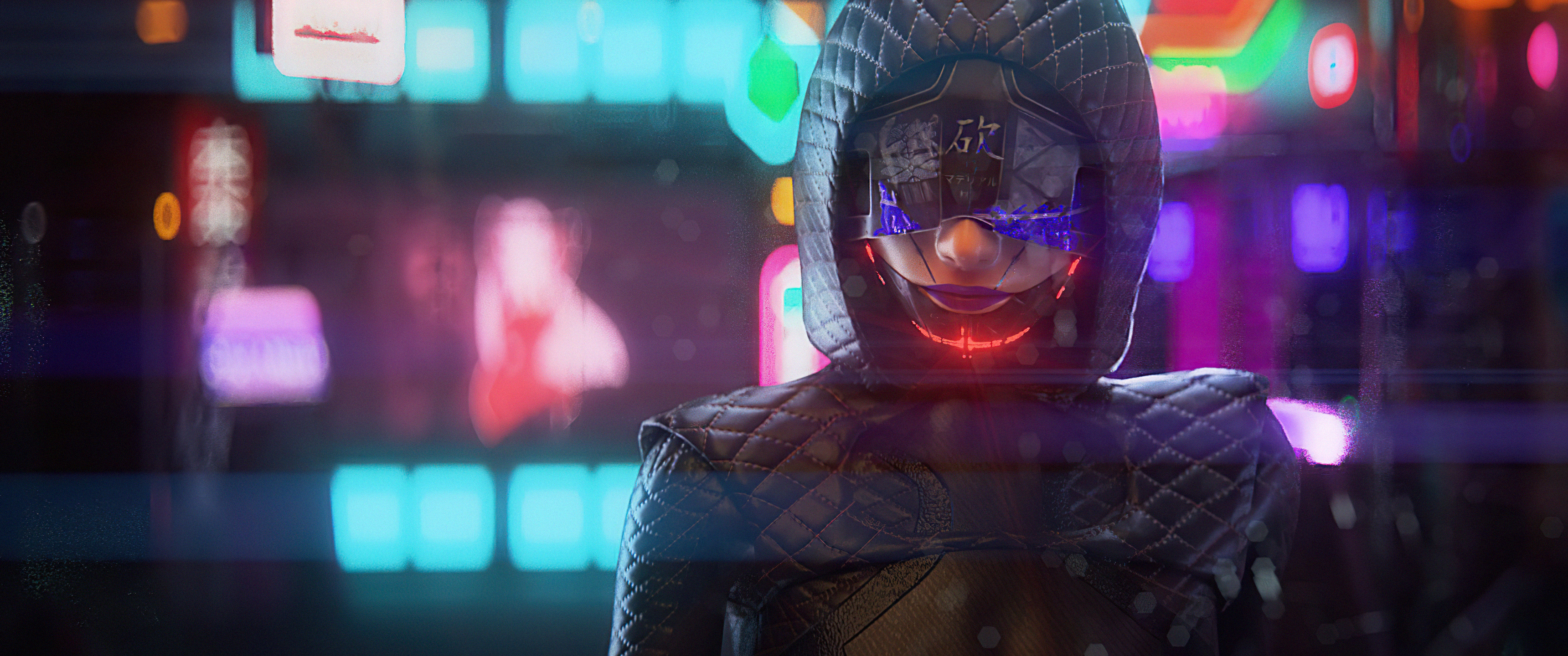 3440x1440 Cyberpunk Neon Girl Digital Art UltraWide Quad HD 1440P