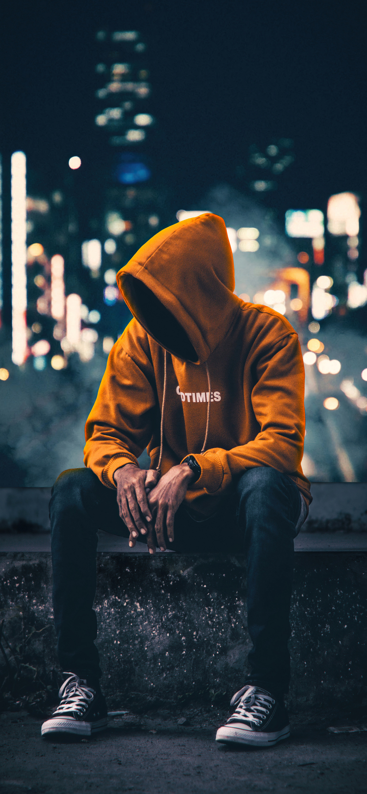 1242x2688 Hoodie Anonymus Boy Sitting Aside 4k Iphone XS
