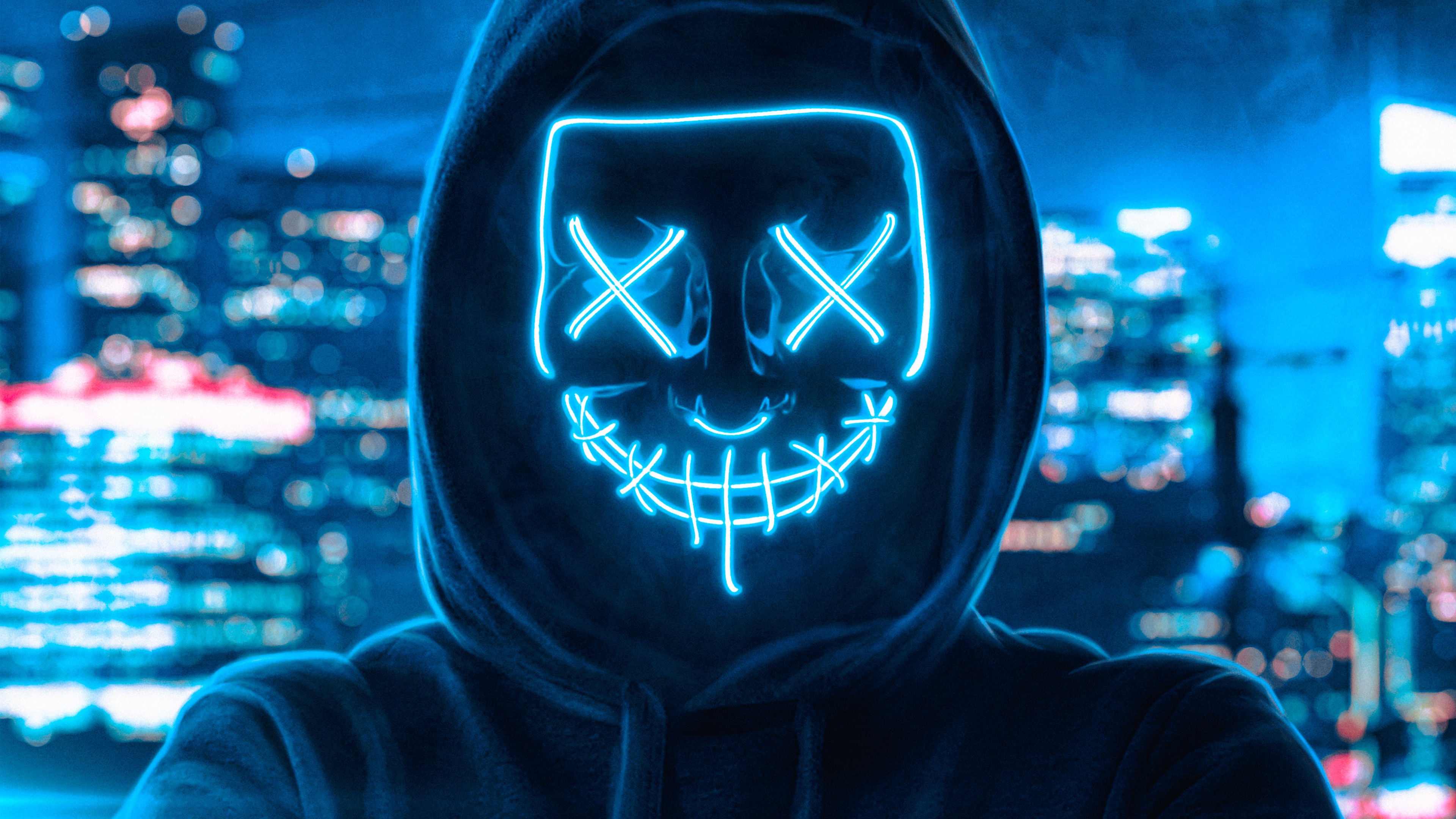 Аватарка на комп. Анонимус неон Маск Маск. Человек в неоновой маске. Маска хакера. Неоновая маска с капюшоном.
