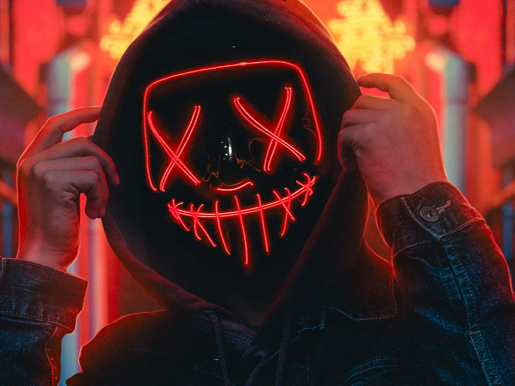 1024x768 Hoodie Guy Red Neon Light 4k 1024x768 Resolution HD 4k ...