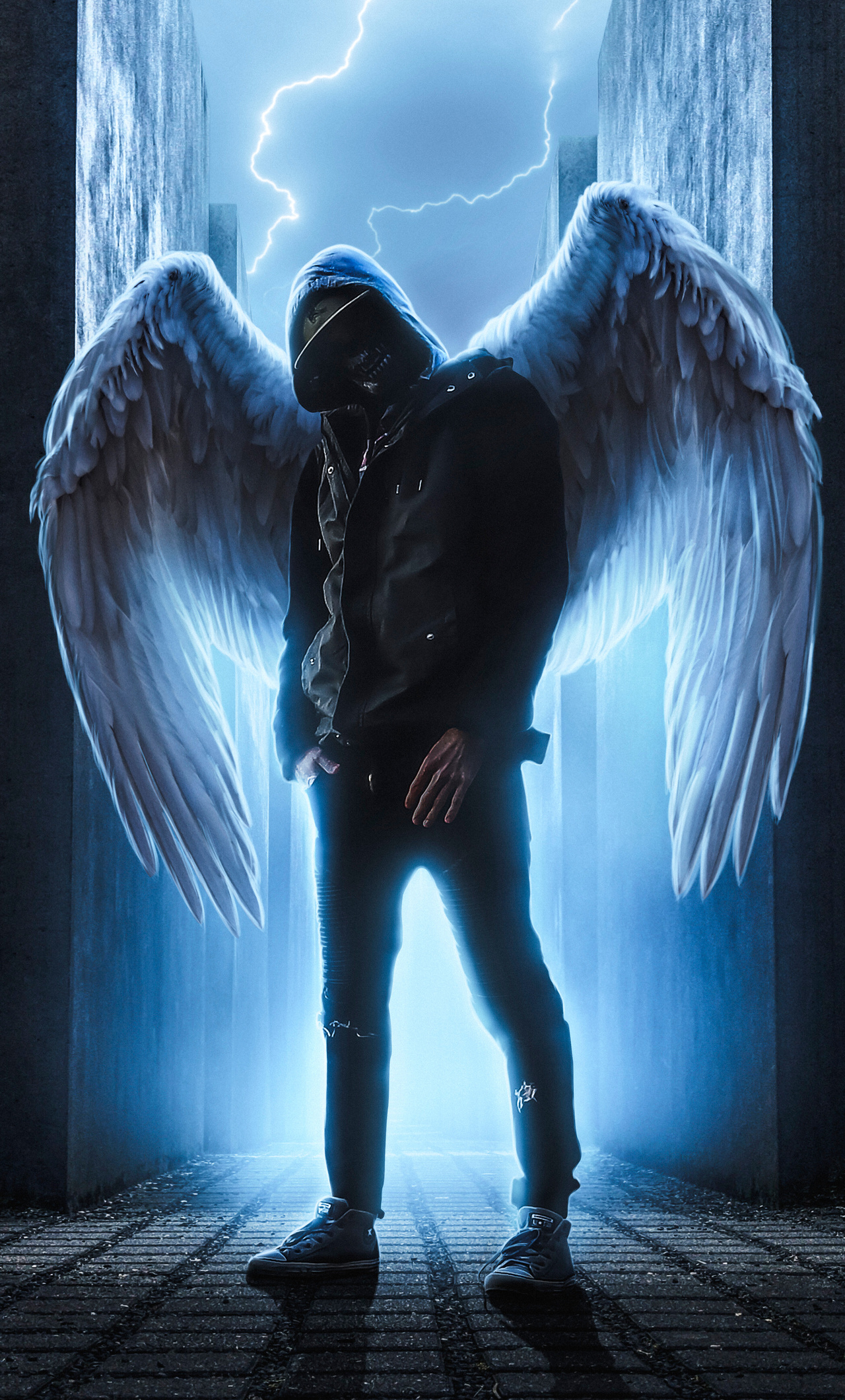 1280x2120 Hoodie Guy With Wings iPhone 6+ HD 4k Wallpapers, Images