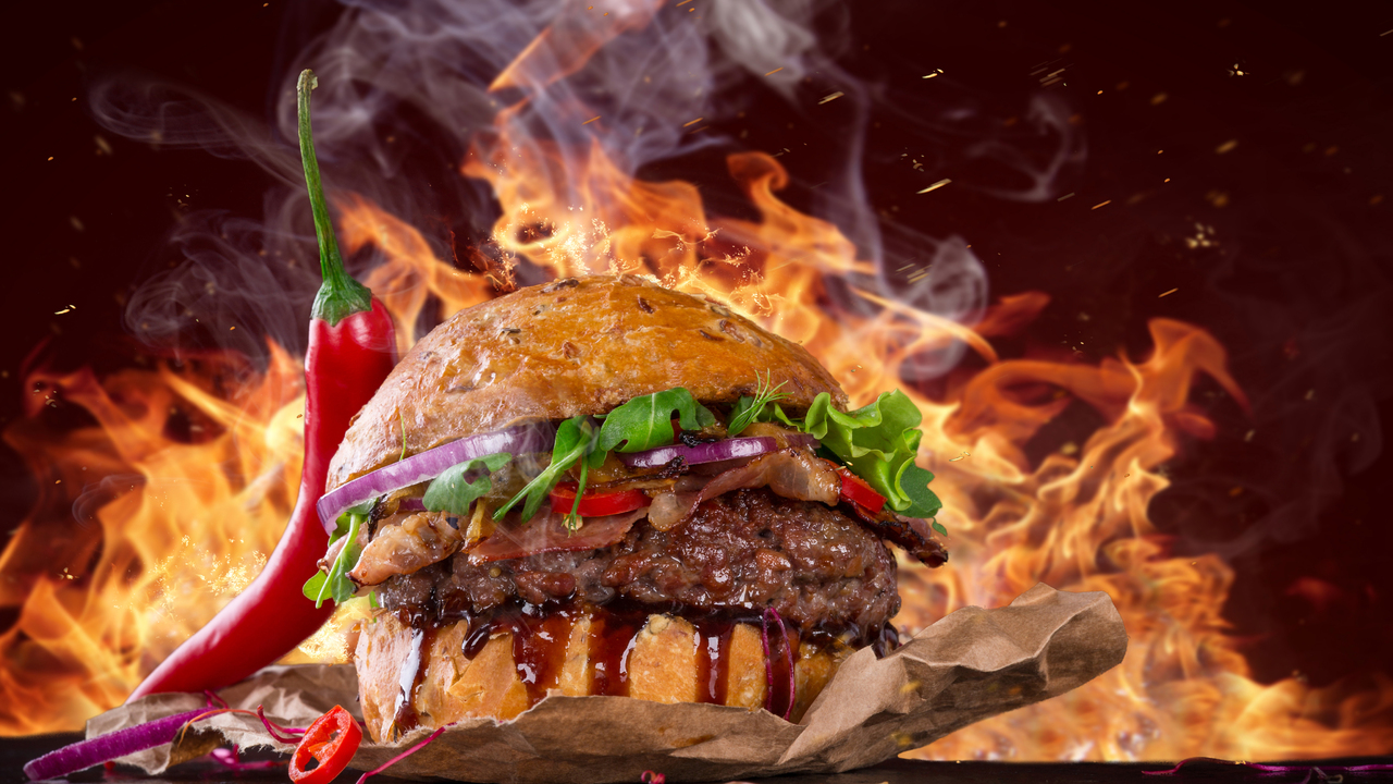 Hot Spicy Burger Wallpaper In 1280x720 Resolution