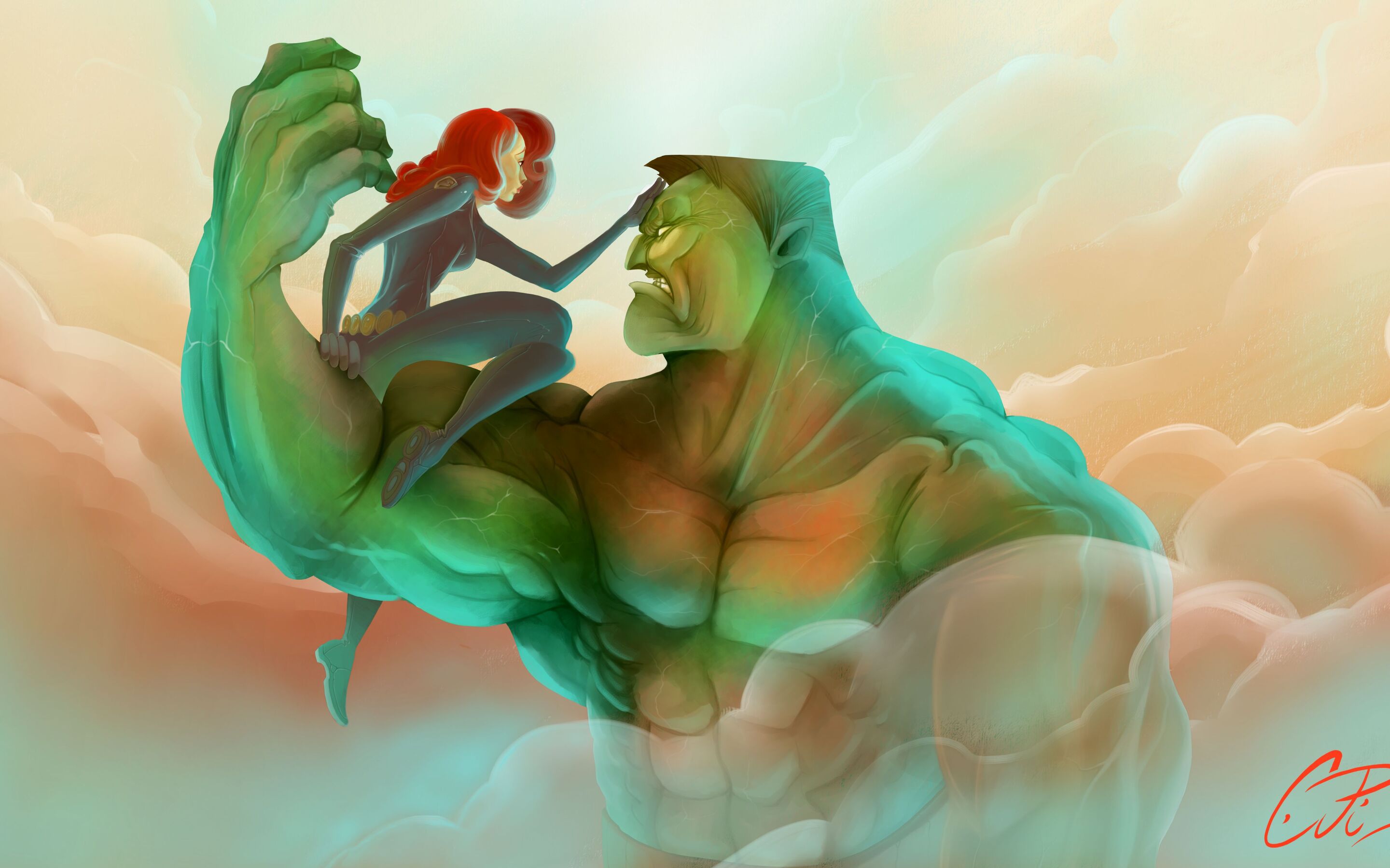 Hulk And Black Widow Artwork In 2880x1800 Resolution. hulk-and-black-widow...