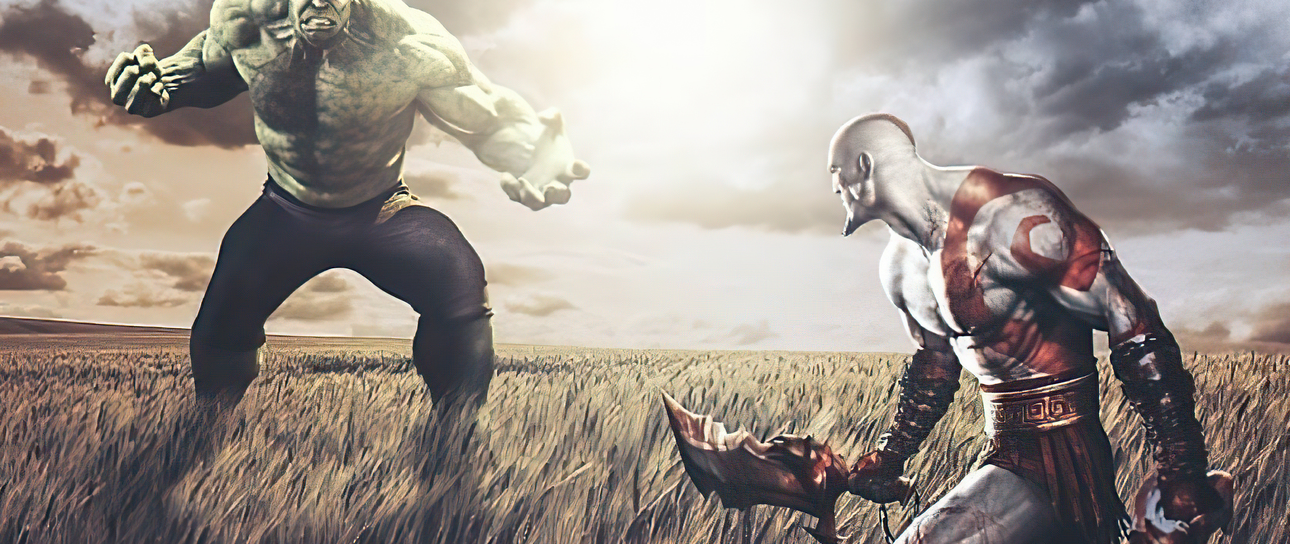 Hulk Vs Kratos Wallpaper In 2560x1080 Resolution