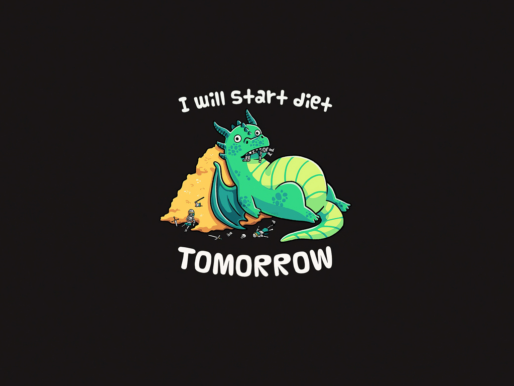 I Will Start Diet Tomorrow Funny Dragon 4k Wallpaper In 1024x768 Resolution