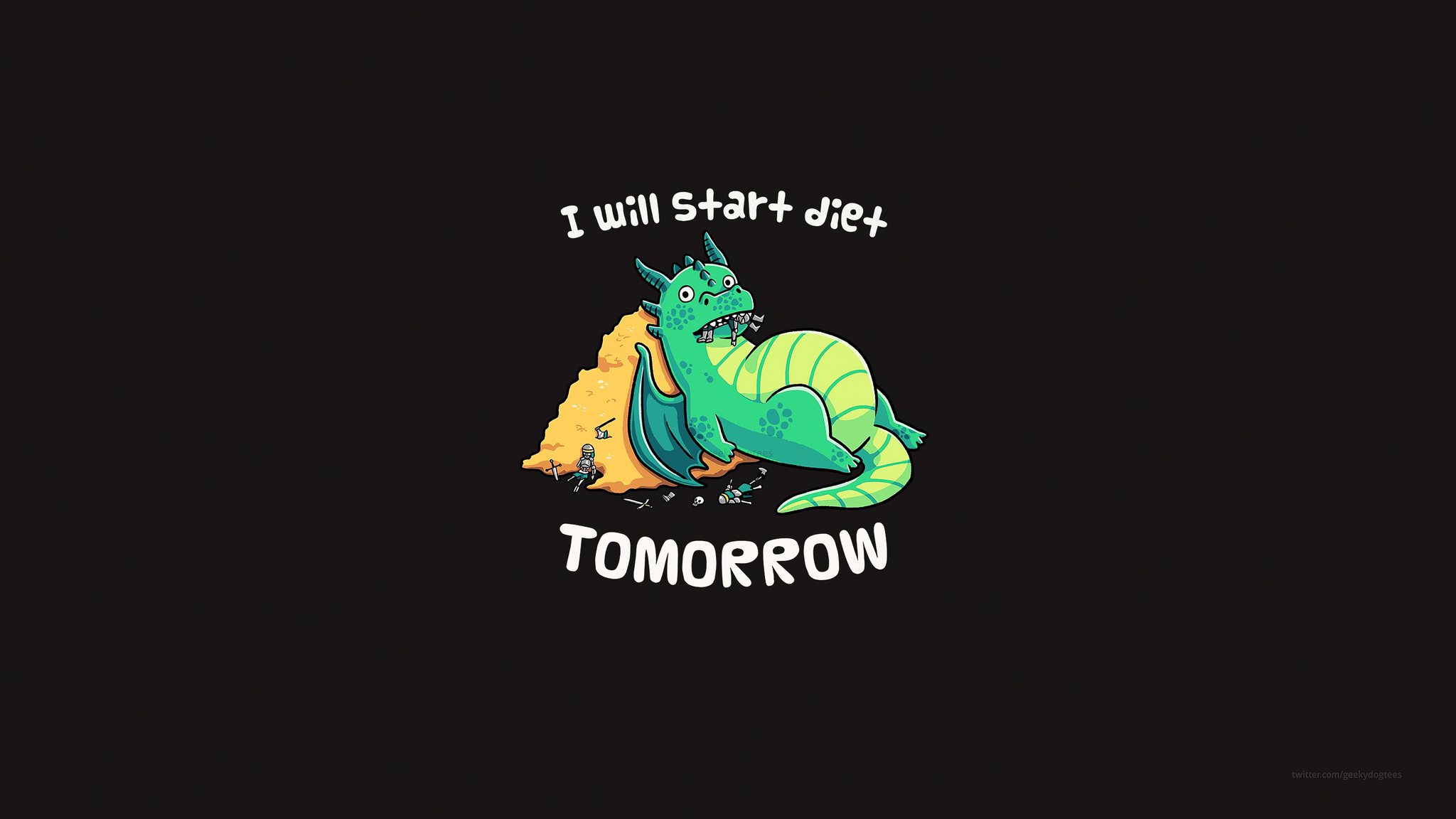 I Will Start Diet Tomorrow Funny Dragon 4k Wallpaper In 2048x1152 Resolution