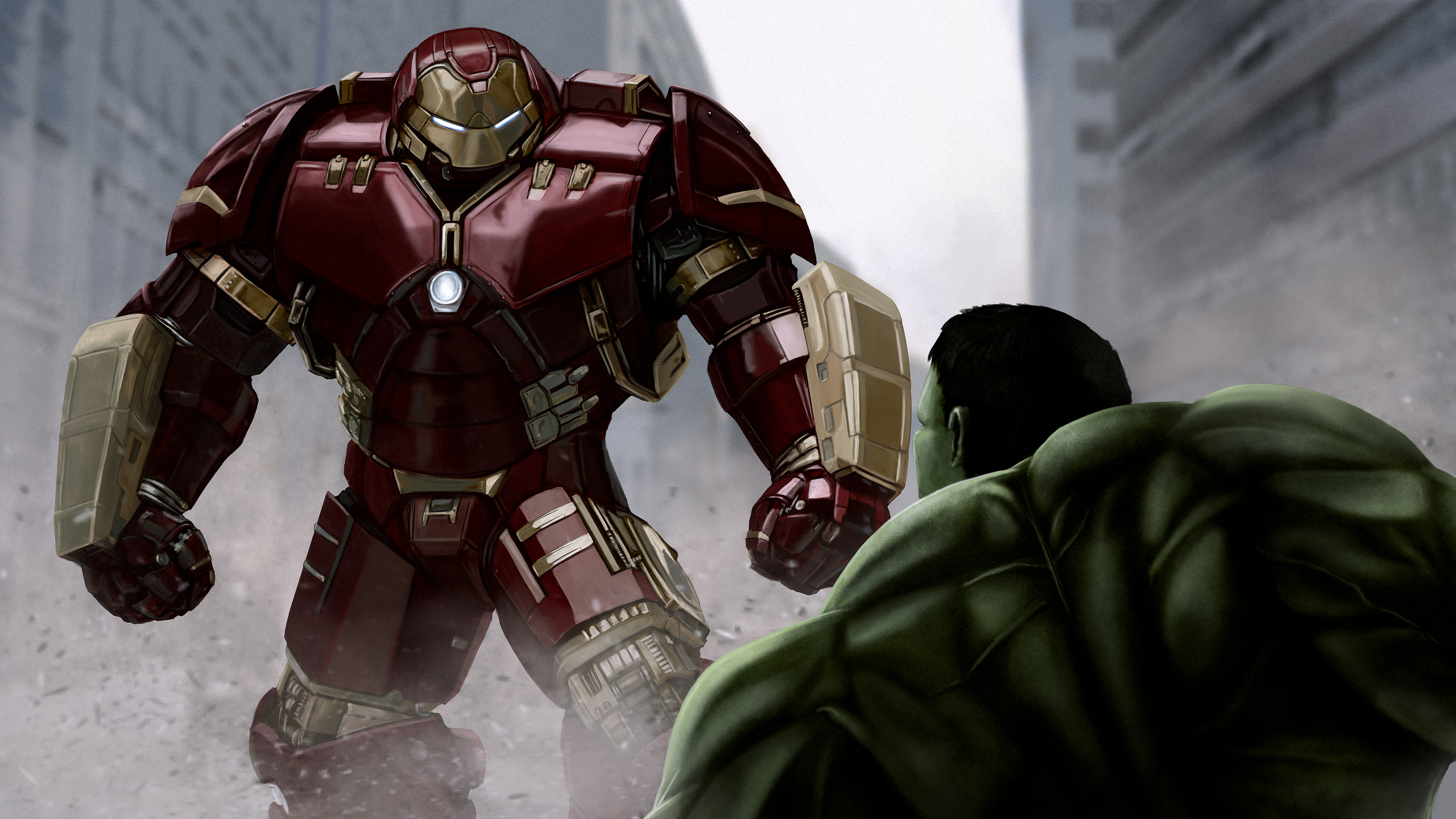 2560x1440 Iron Man Hulkbuster VS The Hulk 4k Artwork 1440P Resolution HD 4k  Wallpapers, Images, Backgrounds, Photos and Pictures
