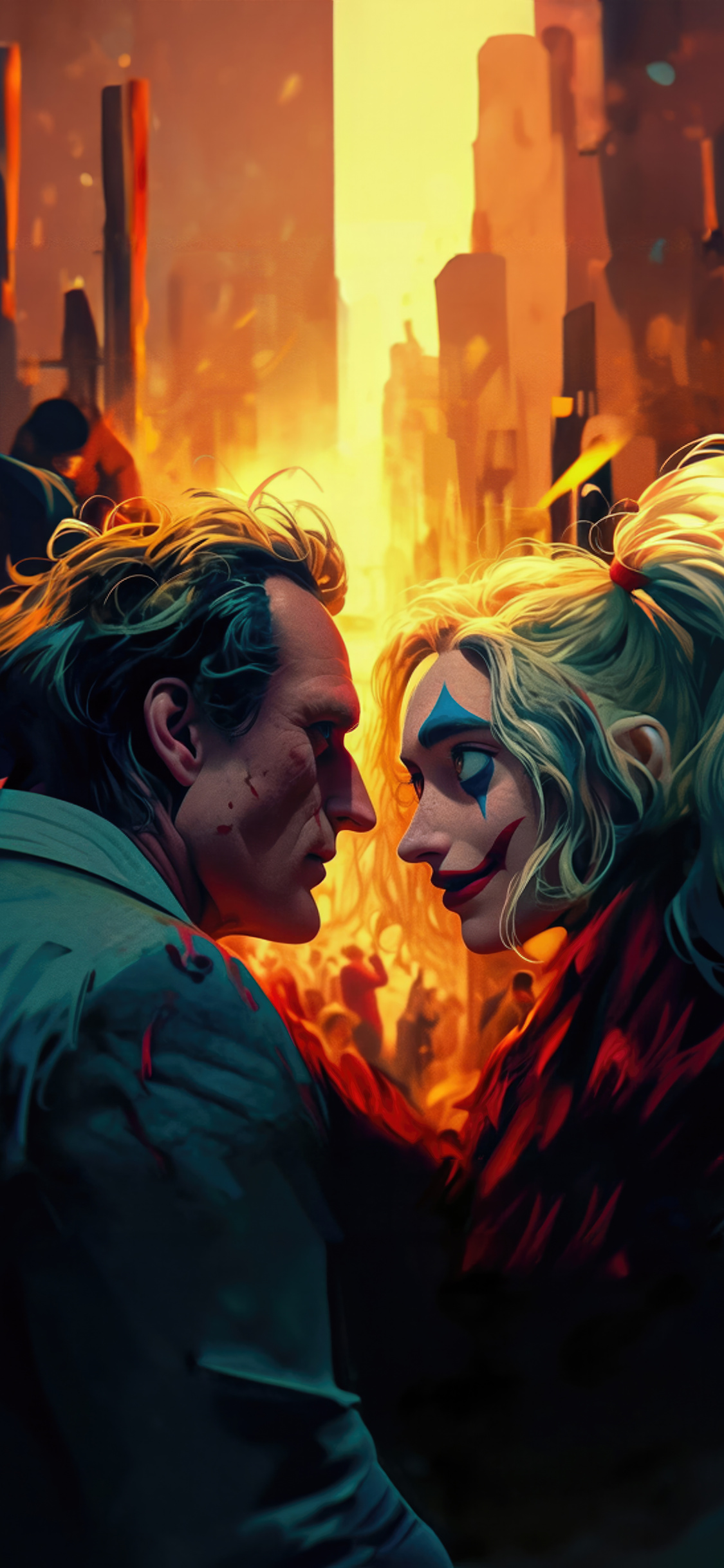 1125x2436 Joker And Harley Quinn Chaotic Affection Iphone XS,Iphone 10