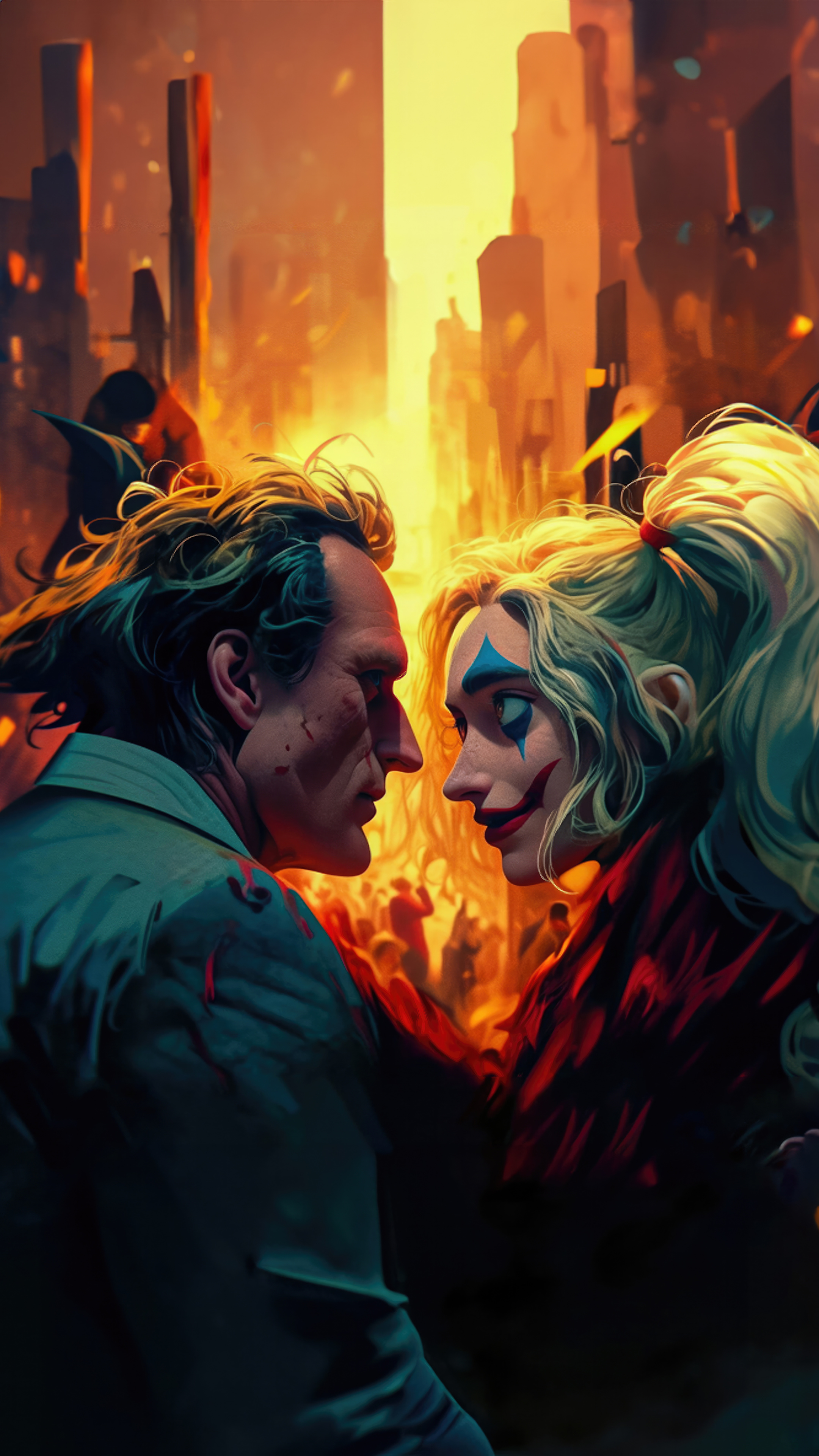 2160x3840 Joker And Harley Quinn Chaotic Affection Sony Xperia X Xz Z5 Premium Hd 4k Wallpapers