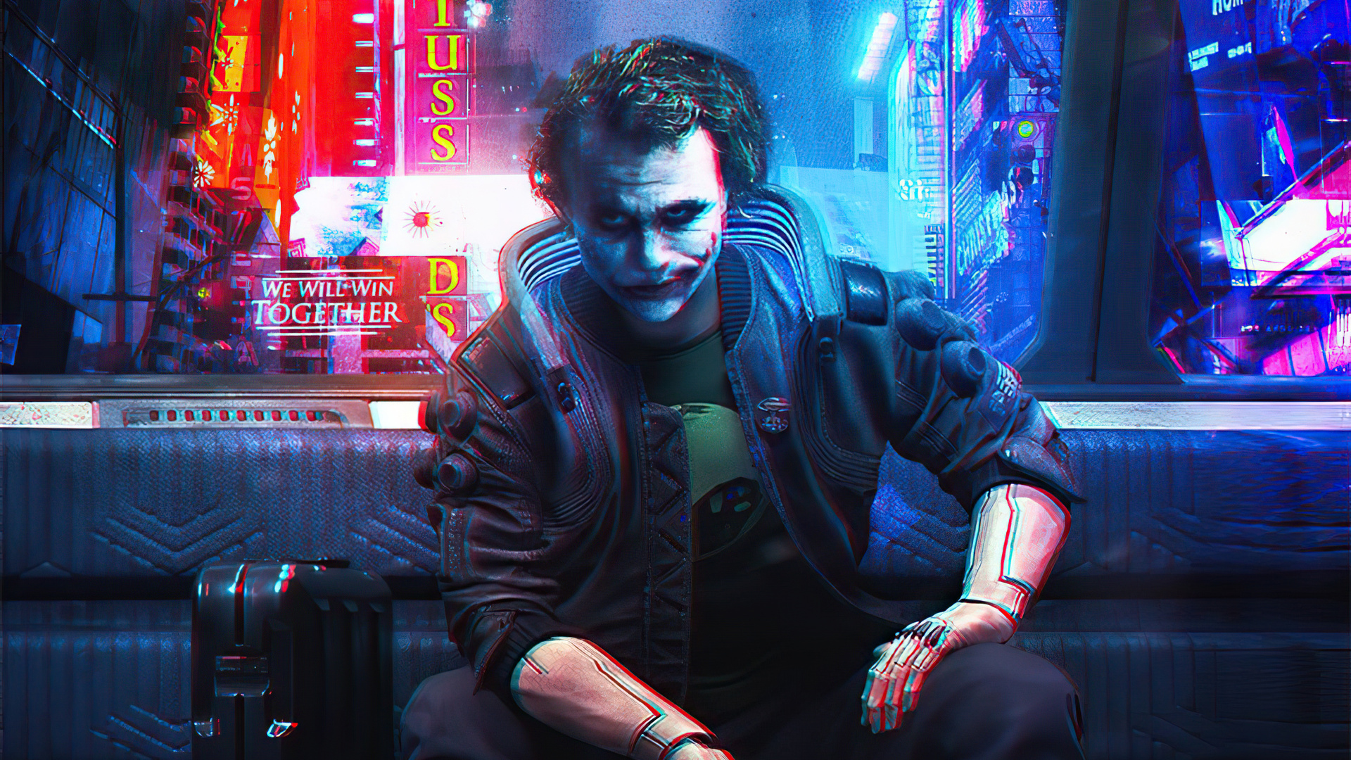 Joker Wallpaper 4K Mask Cyberpunk Dark background 1483