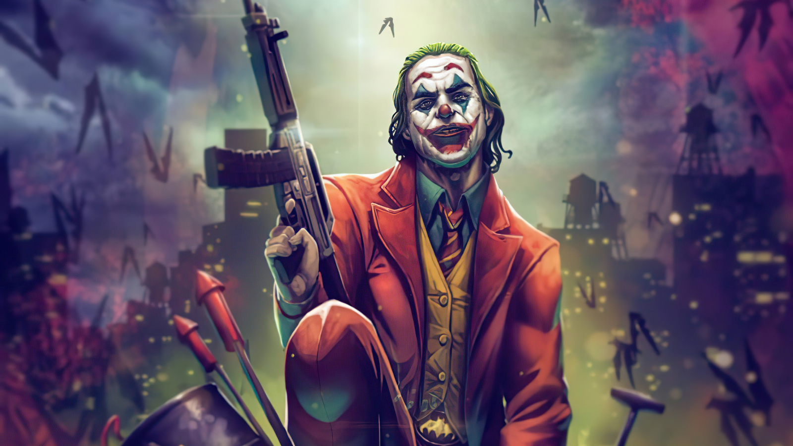 1600x900 Joker With Gun Up 4k 1600x900 Resolution HD 4k Wallpapers ...