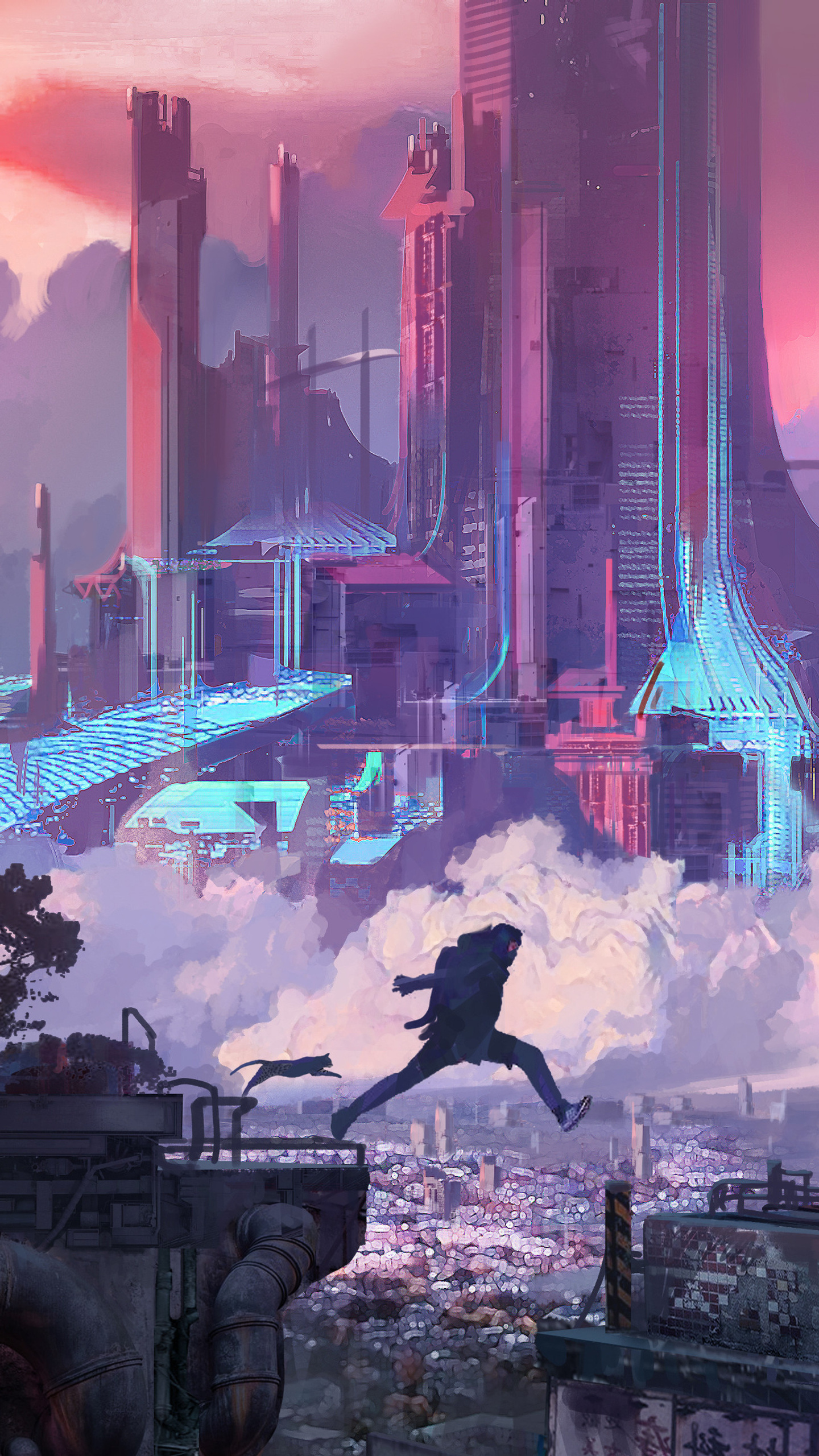 Jump Guy & City Art Wallpapers - Cyberpunk City Wallpapers 4k