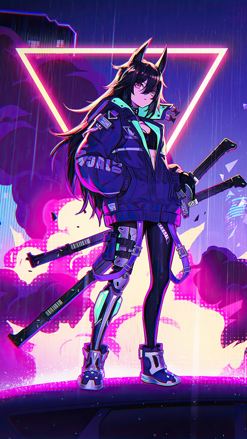 480x854 Katana Anime Girl Neon 4k Android One HD 4k Wallpapers, Images,  Backgrounds, Photos and Pictures