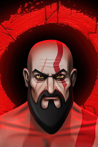 Kratos Cartoon Illustration 5k Wallpaper In 320x480 Resolution
