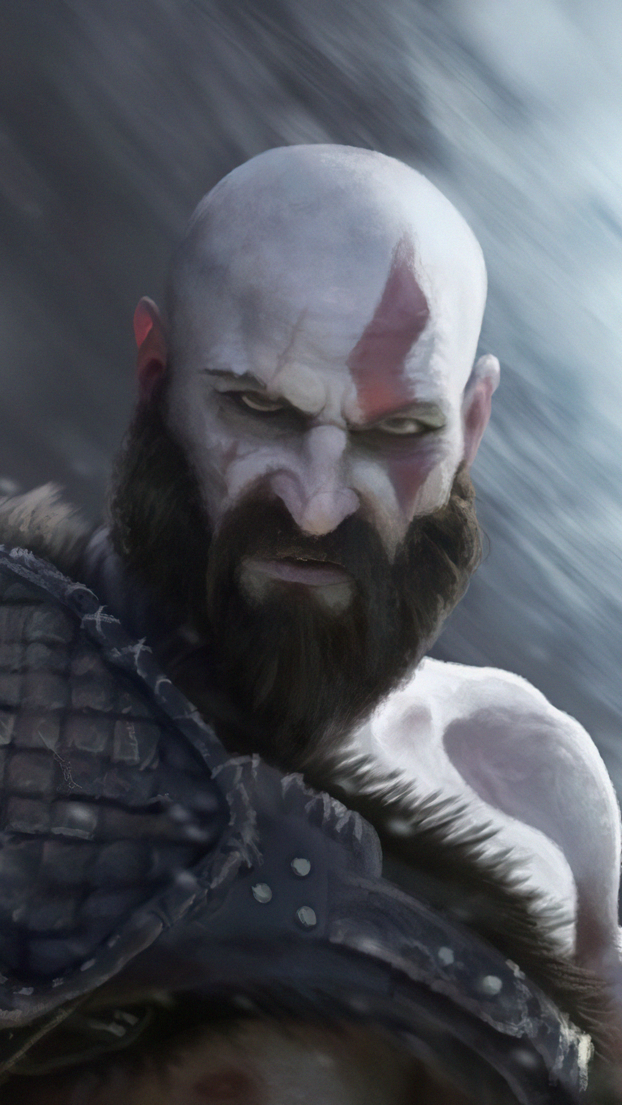 Kratos Digital Paint Art Wallpaper In 2160x3840 Resolution