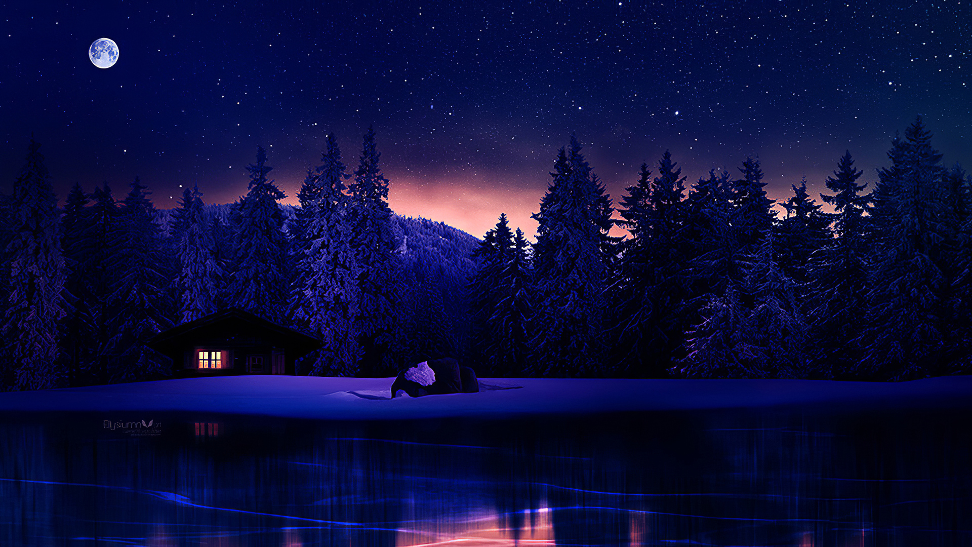 Lake Near House Winter Reflection Lake HD Wallpaper - KDE Store