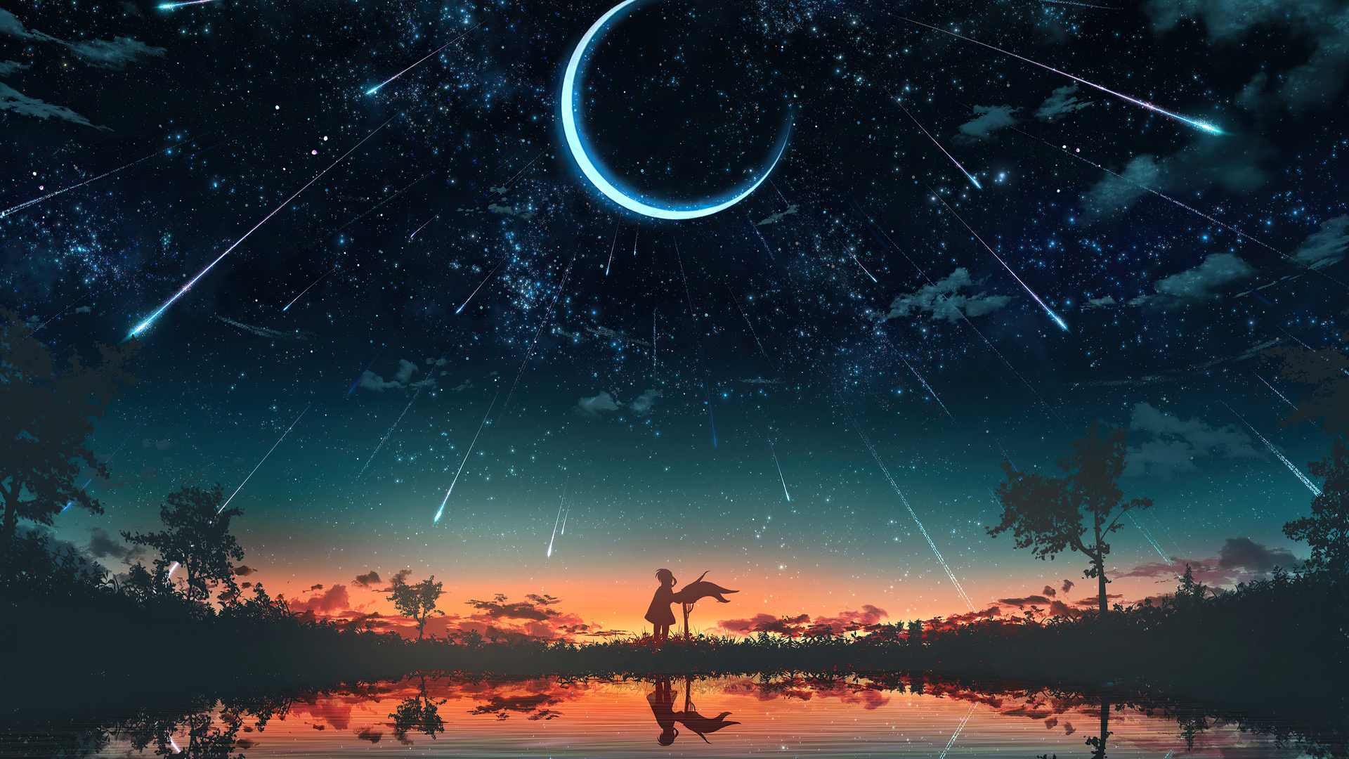 Lake Sky Stars Sunset 4k Desktop Wallpaper 