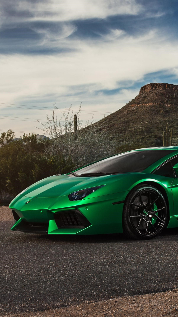 750x1334 Lamborghini Aventador Green 4k iPhone 6, iPhone 6S, iPhone 7 ...