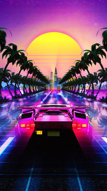 375x667 Lamborghini Countach Outrun Retrowave 375x667 Resolution HD 4k ...