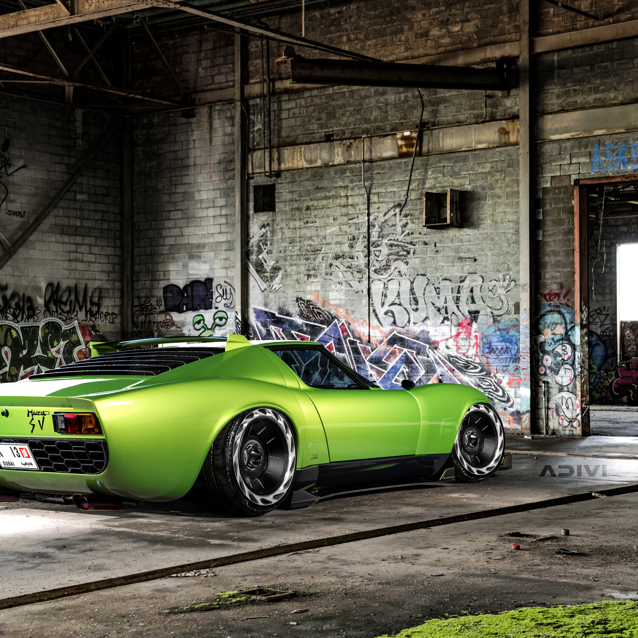 2048x2048 Lamborghini Miura Widebody Ipad Air HD 4k Wallpapers, Images