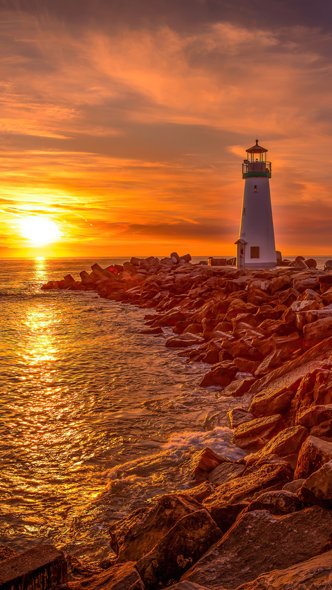 480x854 Lighthouse Sunrise And Sunset 4k Android One HD 4k Wallpapers,  Images, Backgrounds, Photos and Pictures